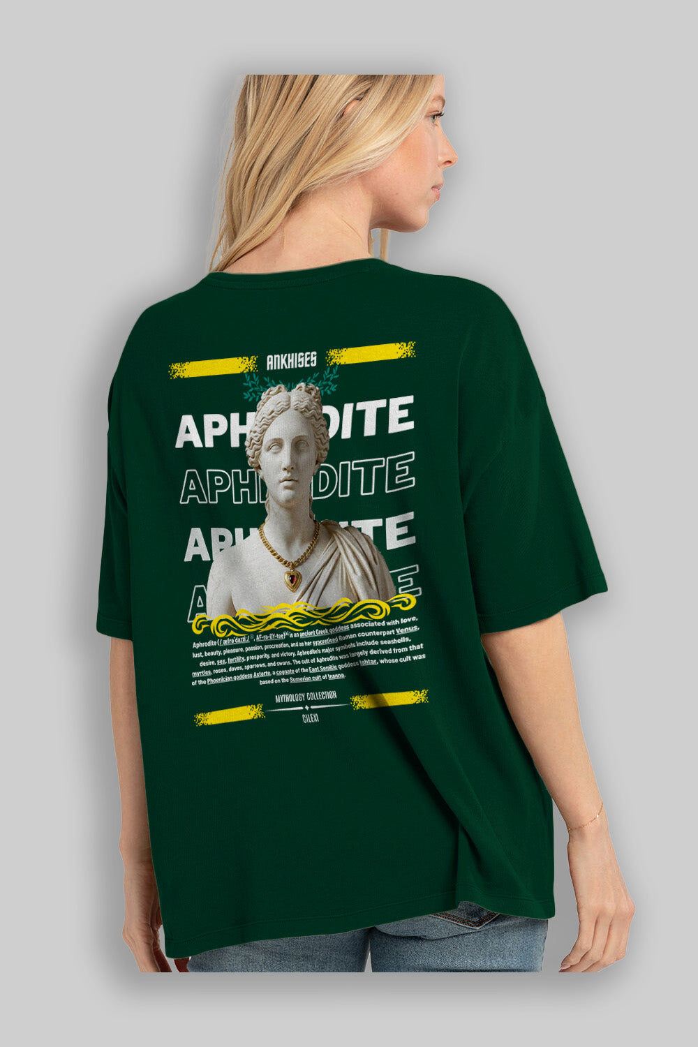 Aphrodite 1 Arka Baskılı Oversize t-shirt Erkek Kadın %100 Pamuk Bisiklet Yaka tişort