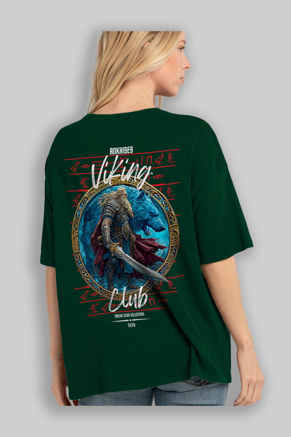 Tyr Arka Baskılı Oversize t-shirt Erkek Kadın %100 Pamuk Bisiklet Yaka tişort