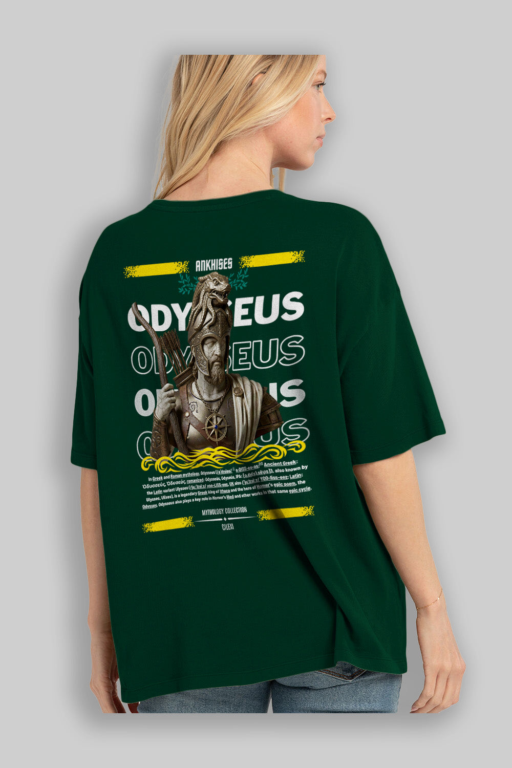 Odysseus 2 Arka Baskılı Oversize t-shirt Erkek Kadın %100 Pamuk Bisiklet Yaka tişort