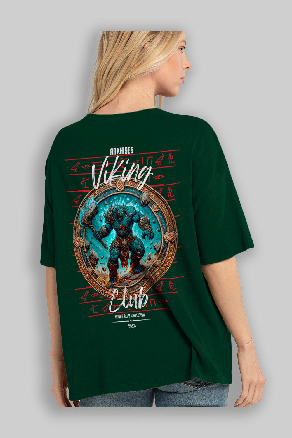 Hrungnir Baskılı Oversize t-shirt Erkek Kadın %100 Pamuk Bisiklet Yaka tişort