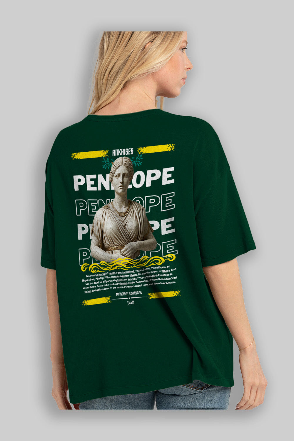 Penelope 1 Arka Baskılı Oversize t-shirt Erkek Kadın %100 Pamuk Bisiklet Yaka tişort