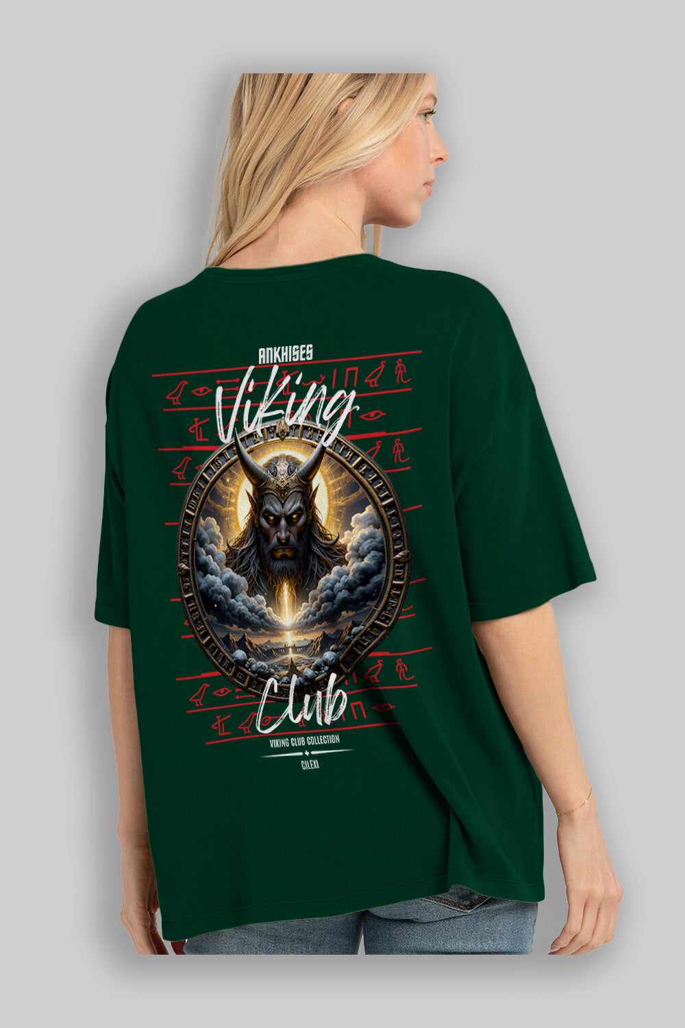 Viking Mitolojisi Serisi 9 Arka Baskılı Oversize t-shirt Erkek Kadın %100 Pamuk Bisiklet Yaka tişort
