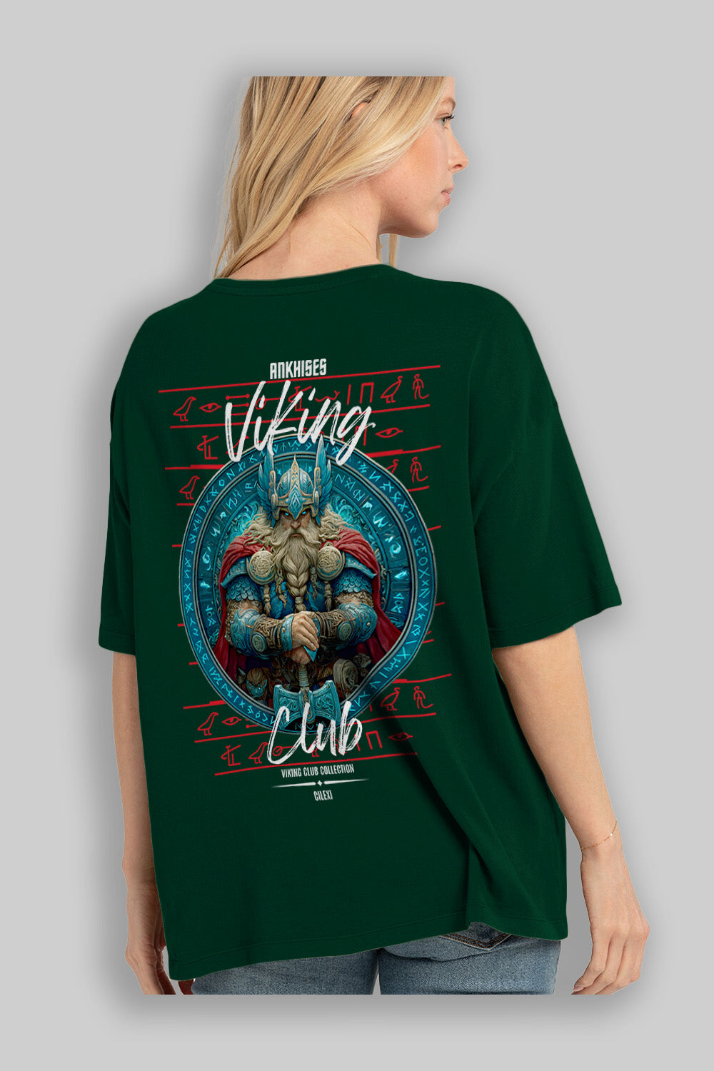 Thor Arka Baskılı Oversize t-shirt Erkek Kadın %100 Pamuk Bisiklet Yaka tişort