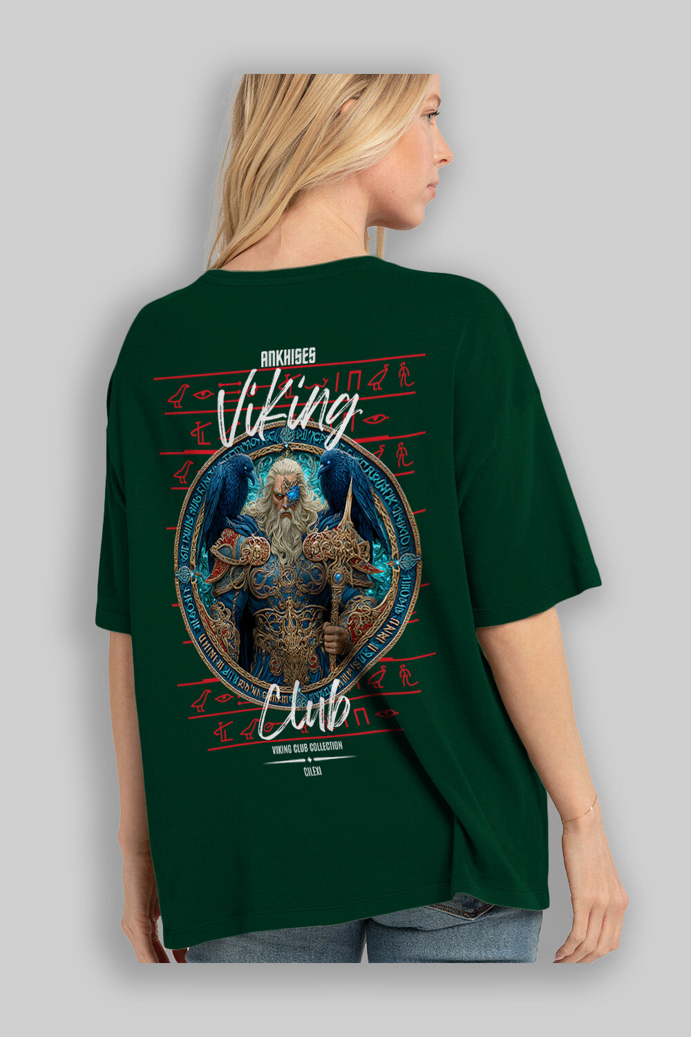 Odin Arka Baskılı Oversize t-shirt Erkek Kadın %100 Pamuk Bisiklet Yaka tişort