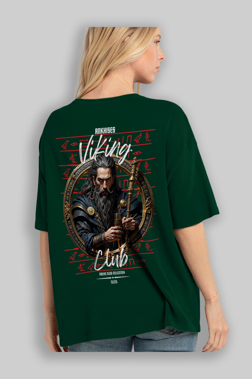 Viking Mitolojisi Serisi 20 Arka Baskılı Oversize t-shirt Erkek Kadın %100 Pamuk Bisiklet Yaka tişort