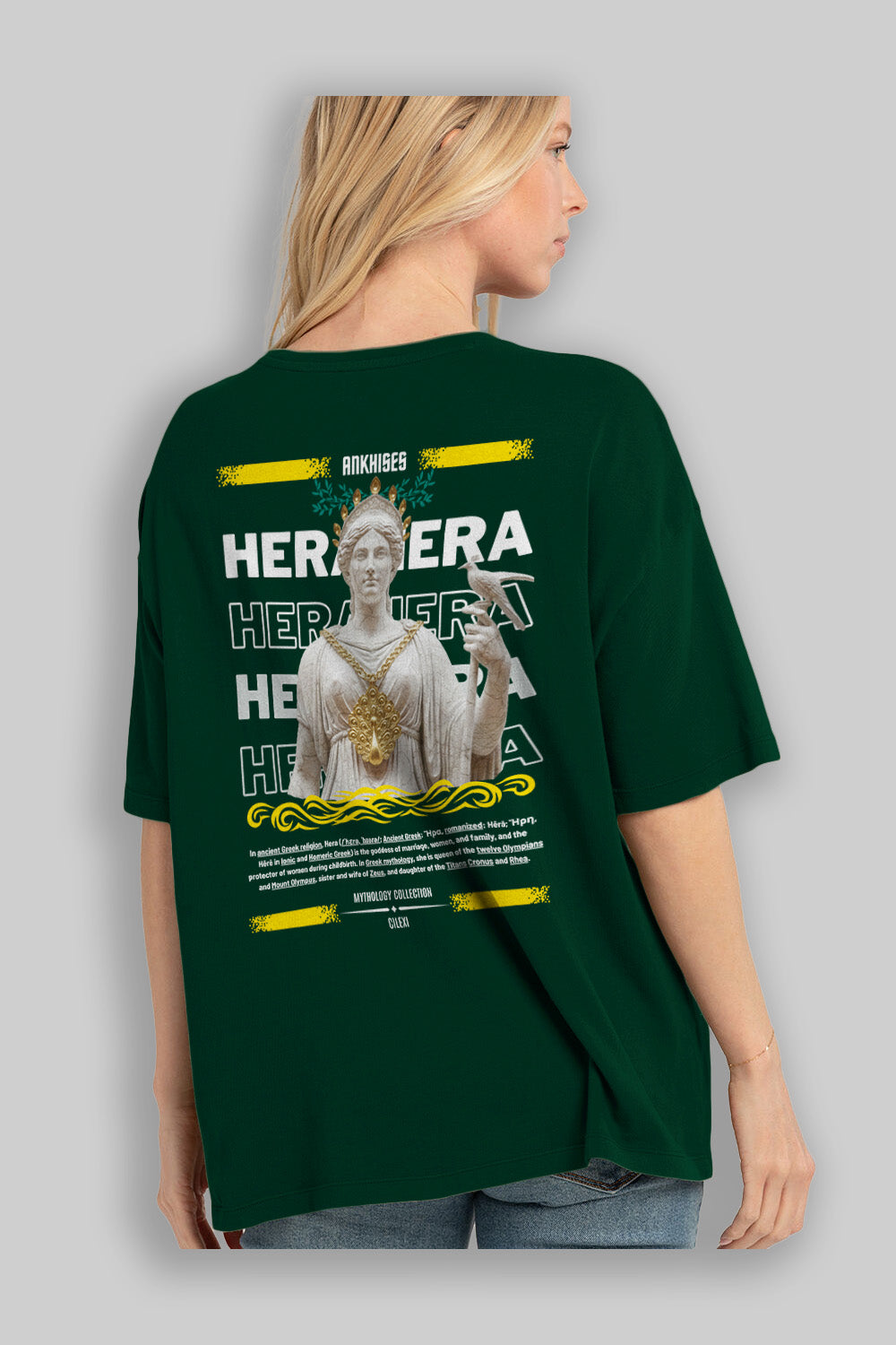 Hera 2 Arka Baskılı Oversize t-shirt Erkek Kadın %100 Pamuk Bisiklet Yaka tişort