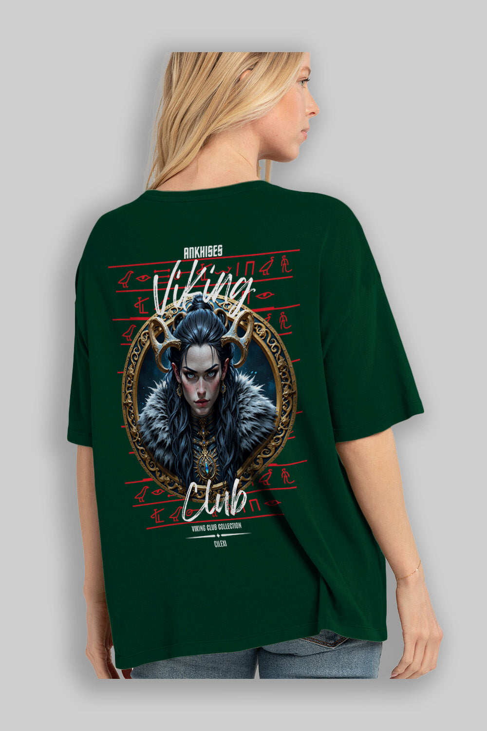 Viking Mitolojisi Serisi 18 Arka Baskılı Oversize t-shirt Erkek Kadın %100 Pamuk Bisiklet Yaka tişort