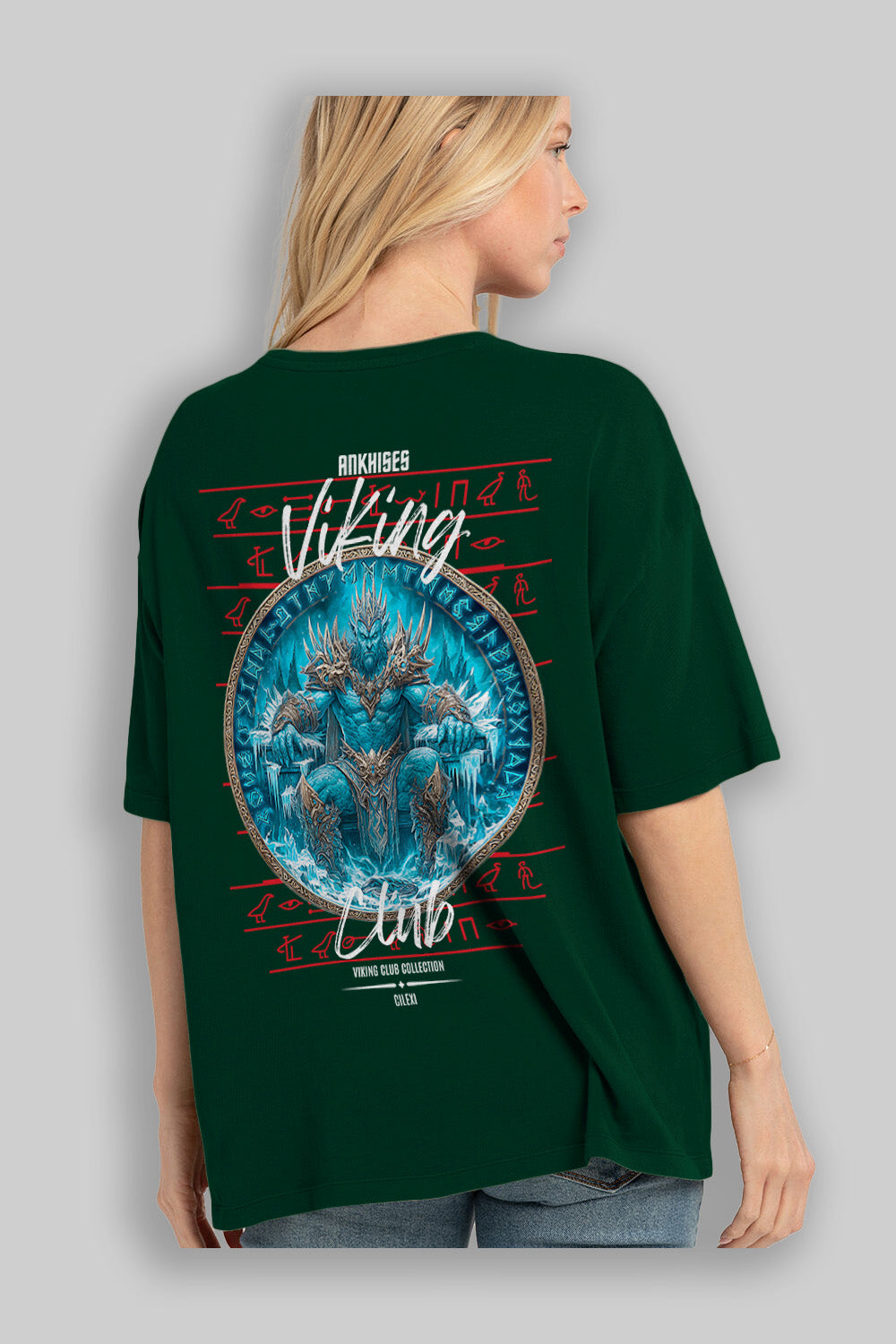 Thrym Arka Baskılı Oversize t-shirt Erkek Kadın %100 Pamuk Bisiklet Yaka tişort