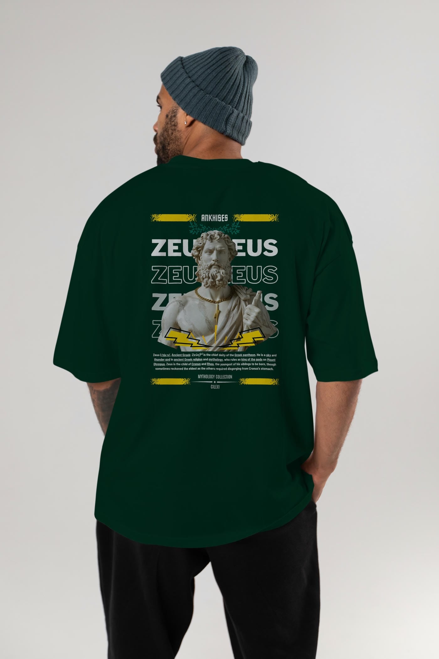 Zeus 4 Arka Baskılı Oversize t-shirt Erkek Kadın %100 Pamuk Bisiklet Yaka tişort