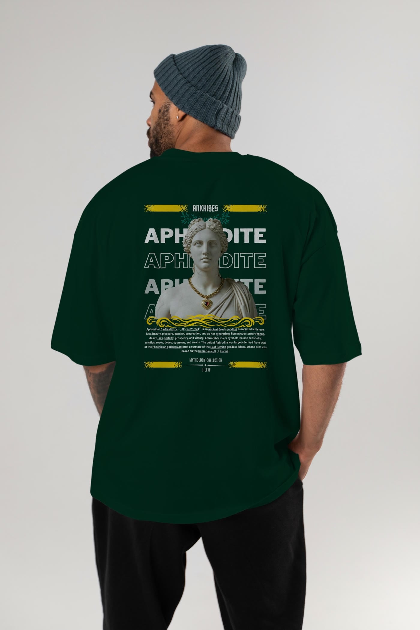 Aphrodite 1 Arka Baskılı Oversize t-shirt Erkek Kadın %100 Pamuk Bisiklet Yaka tişort