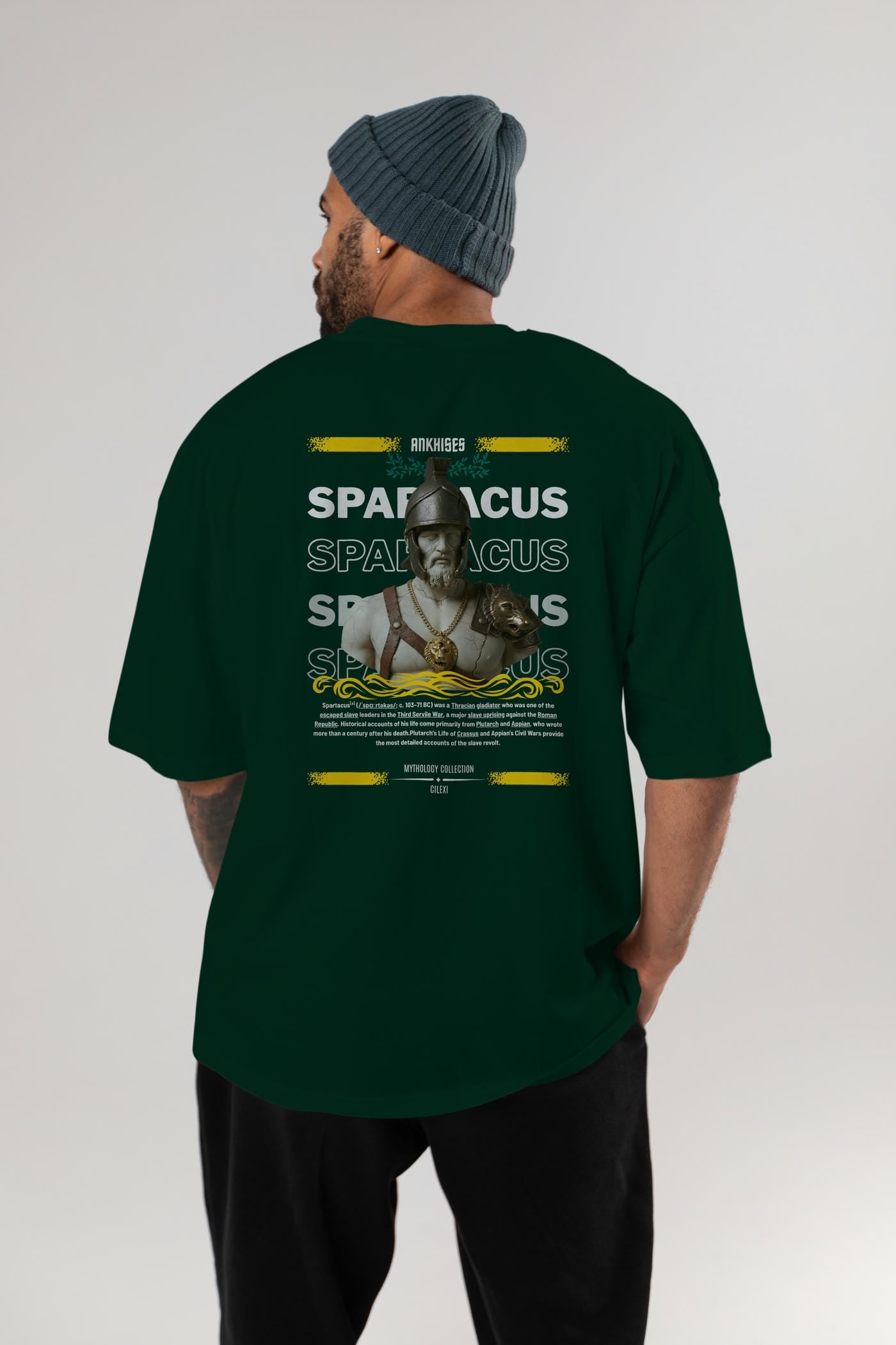 Spartacus 2 Arka Baskılı Oversize t-shirt Erkek Kadın %100 Pamuk Bisiklet Yaka tişort