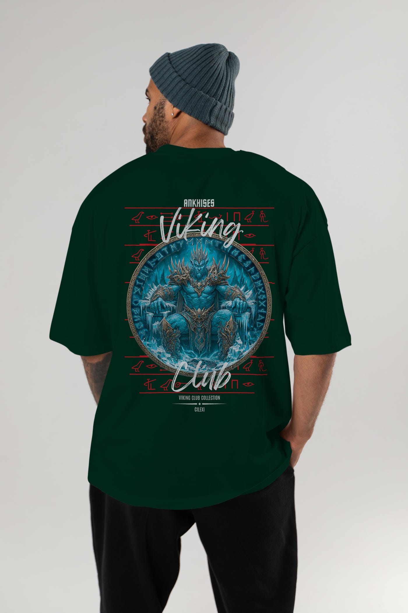 Thrym Arka Baskılı Oversize t-shirt Erkek Kadın %100 Pamuk Bisiklet Yaka tişort