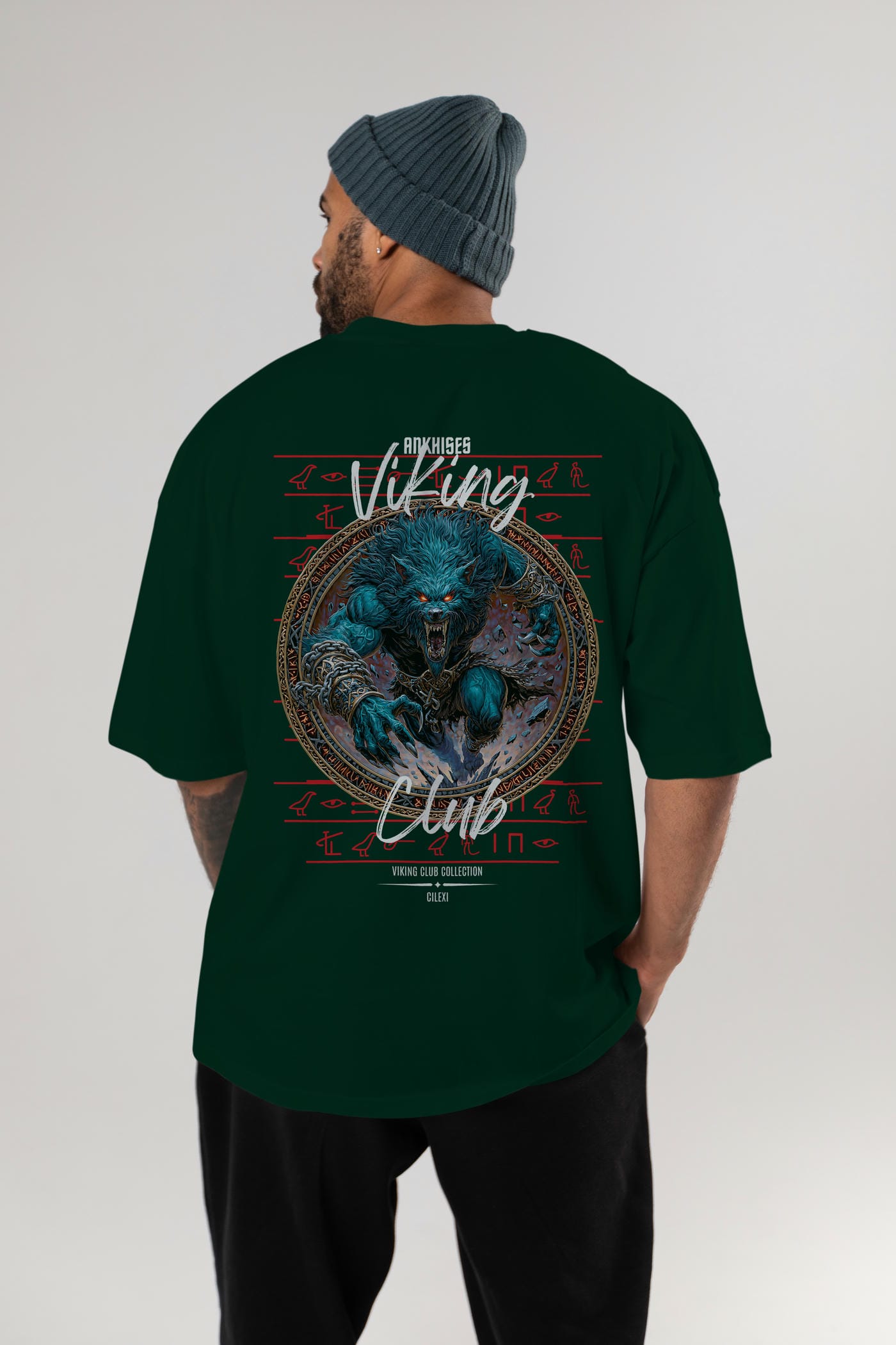 Fenrir Baskılı Oversize t-shirt Erkek Kadın %100 Pamuk Bisiklet Yaka tişort