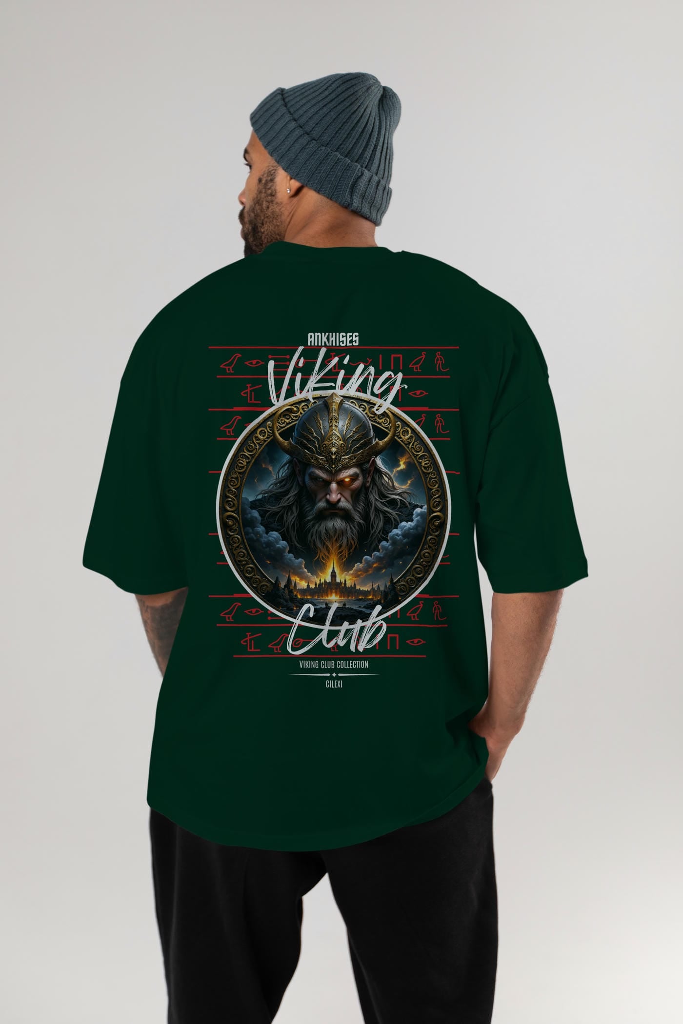 Odin 2 Arka Baskılı Oversize t-shirt Erkek Kadın %100 Pamuk Bisiklet Yaka tişort