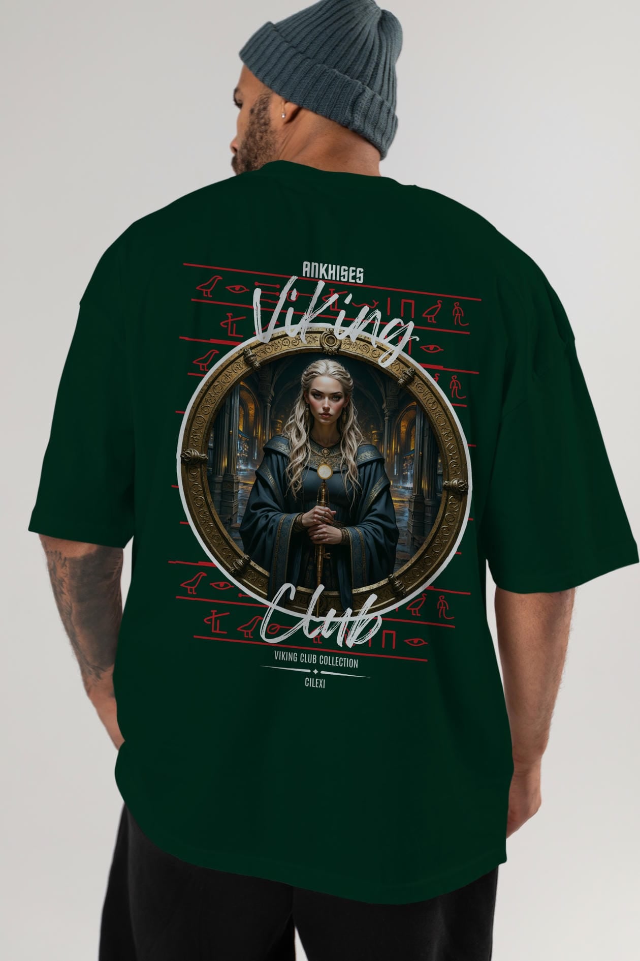 Viking Mitolojisi Serisi 5 Arka Baskılı Oversize t-shirt Erkek Kadın %100 Pamuk Bisiklet Yaka tişort