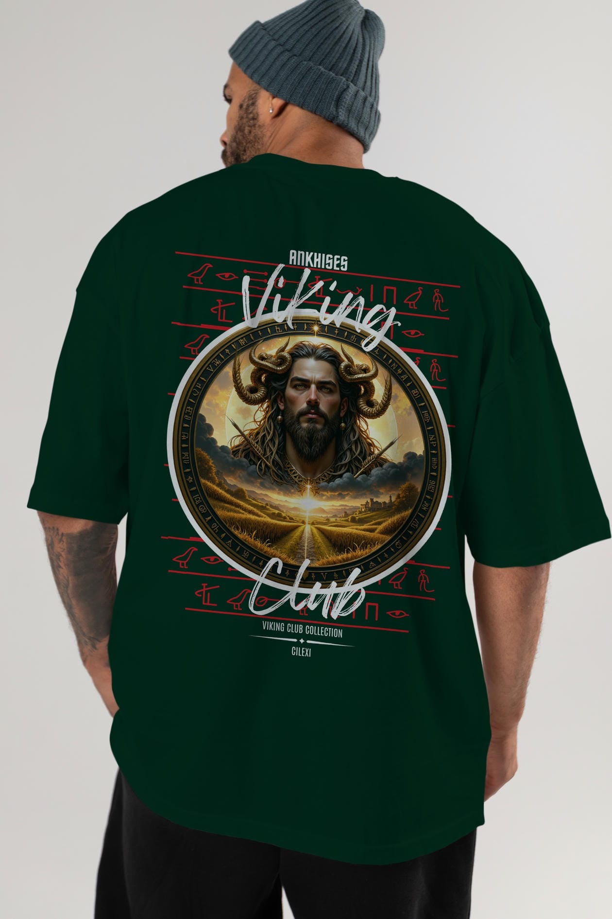 Viking Mitolojisi Serisi 3 Arka Baskılı Oversize t-shirt Erkek Kadın %100 Pamuk Bisiklet Yaka tişort