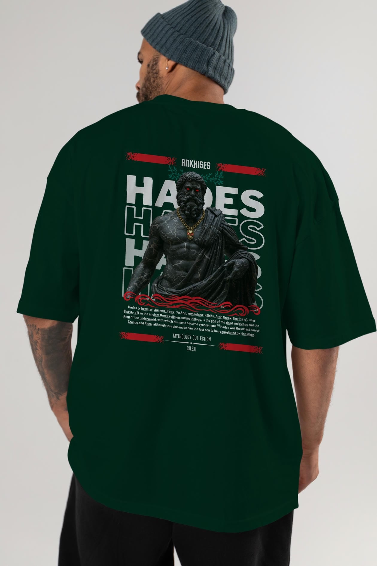 Hades 1 Arka Baskılı Oversize t-shirt Erkek Kadın %100 Pamuk Bisiklet Yaka tişort