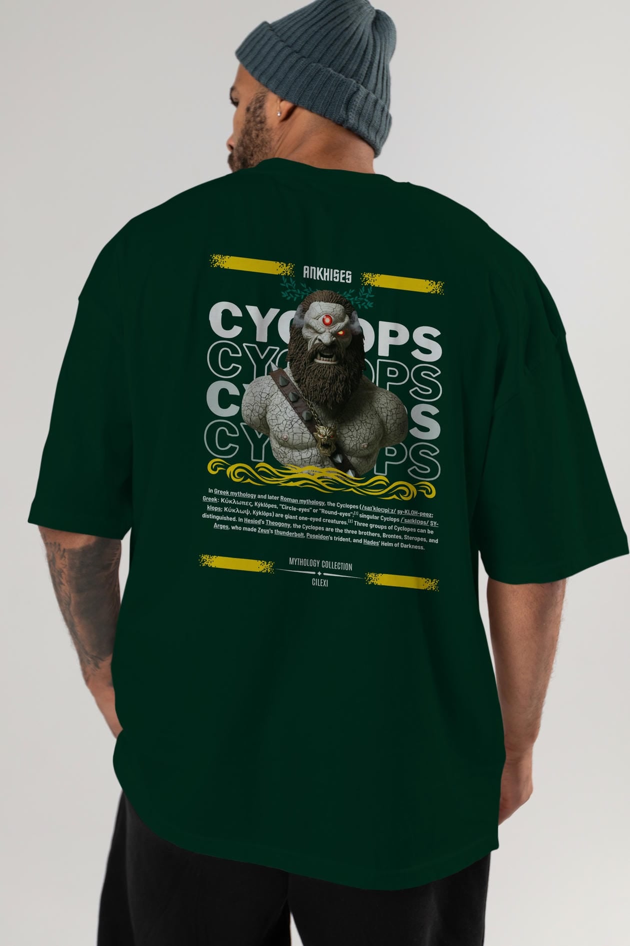 Cyclopes 1 Arka Baskılı Oversize t-shirt Erkek Kadın %100 Pamuk Bisiklet Yaka tişort