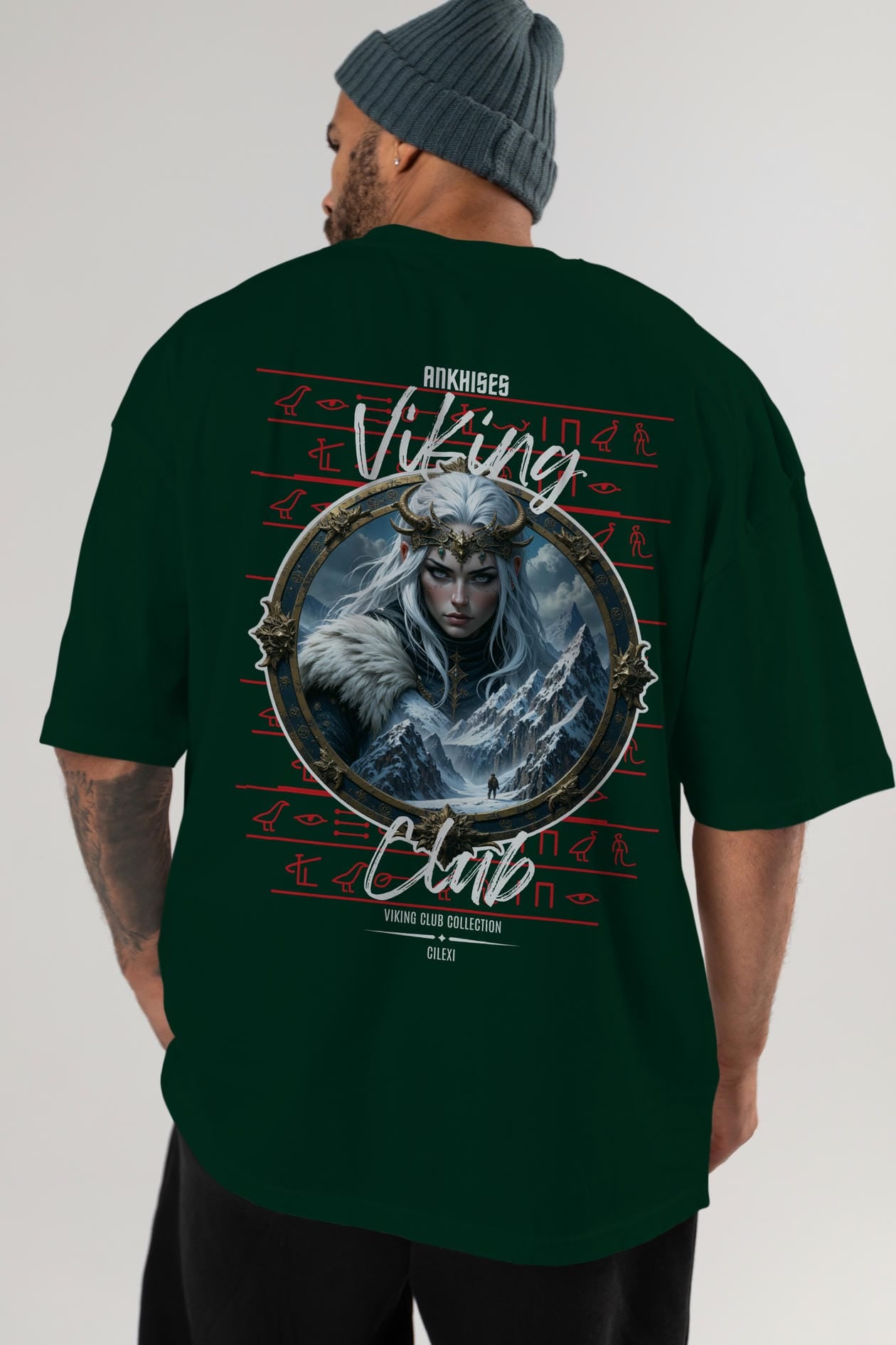 Viking Mitolojisi Serisi 19 Arka Baskılı Oversize t-shirt Erkek Kadın %100 Pamuk Bisiklet Yaka tişort