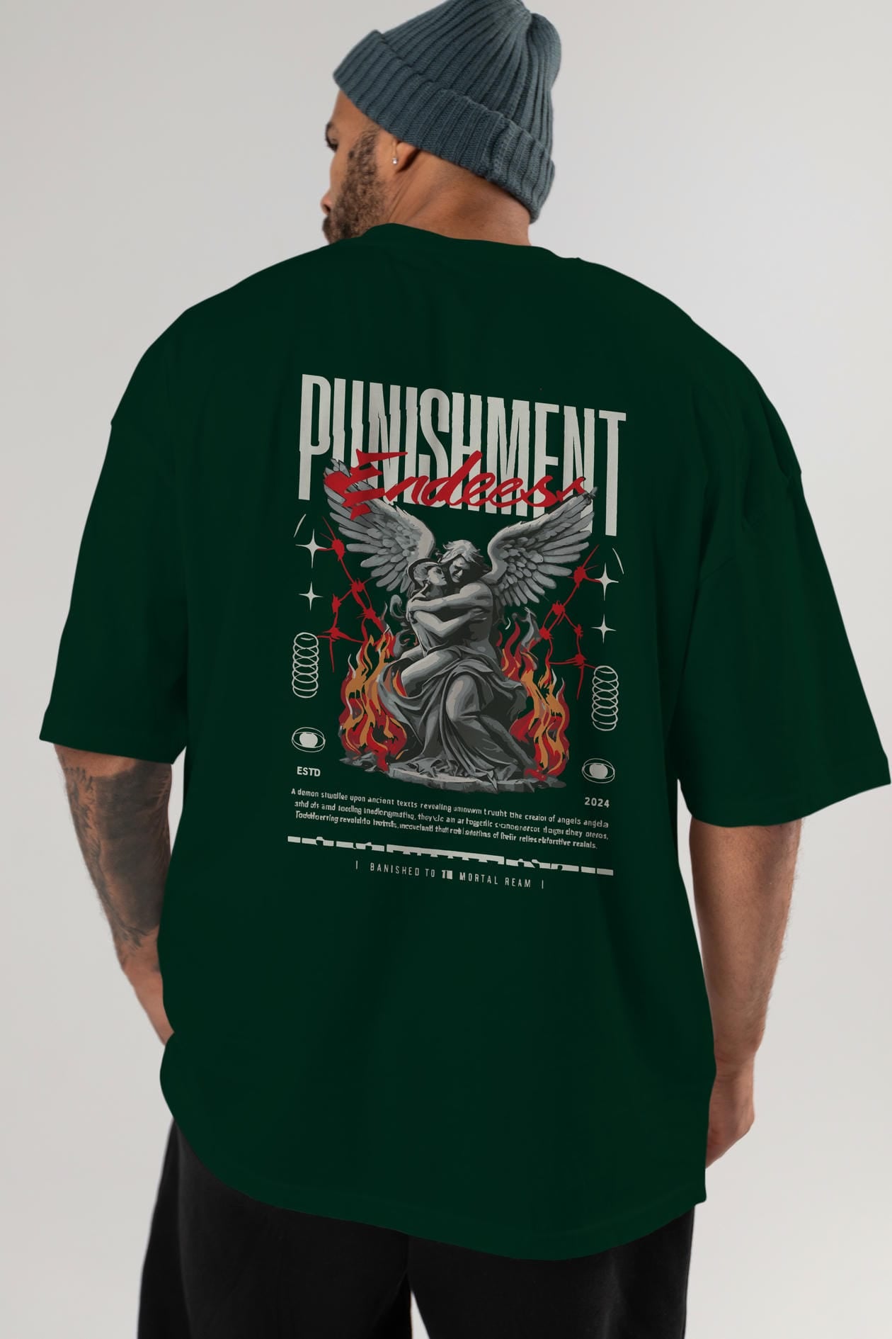 Punishment Endeess Arka Baskılı Oversize t-shirt Erkek Kadın %100 Pamuk Bisiklet Yaka tişort