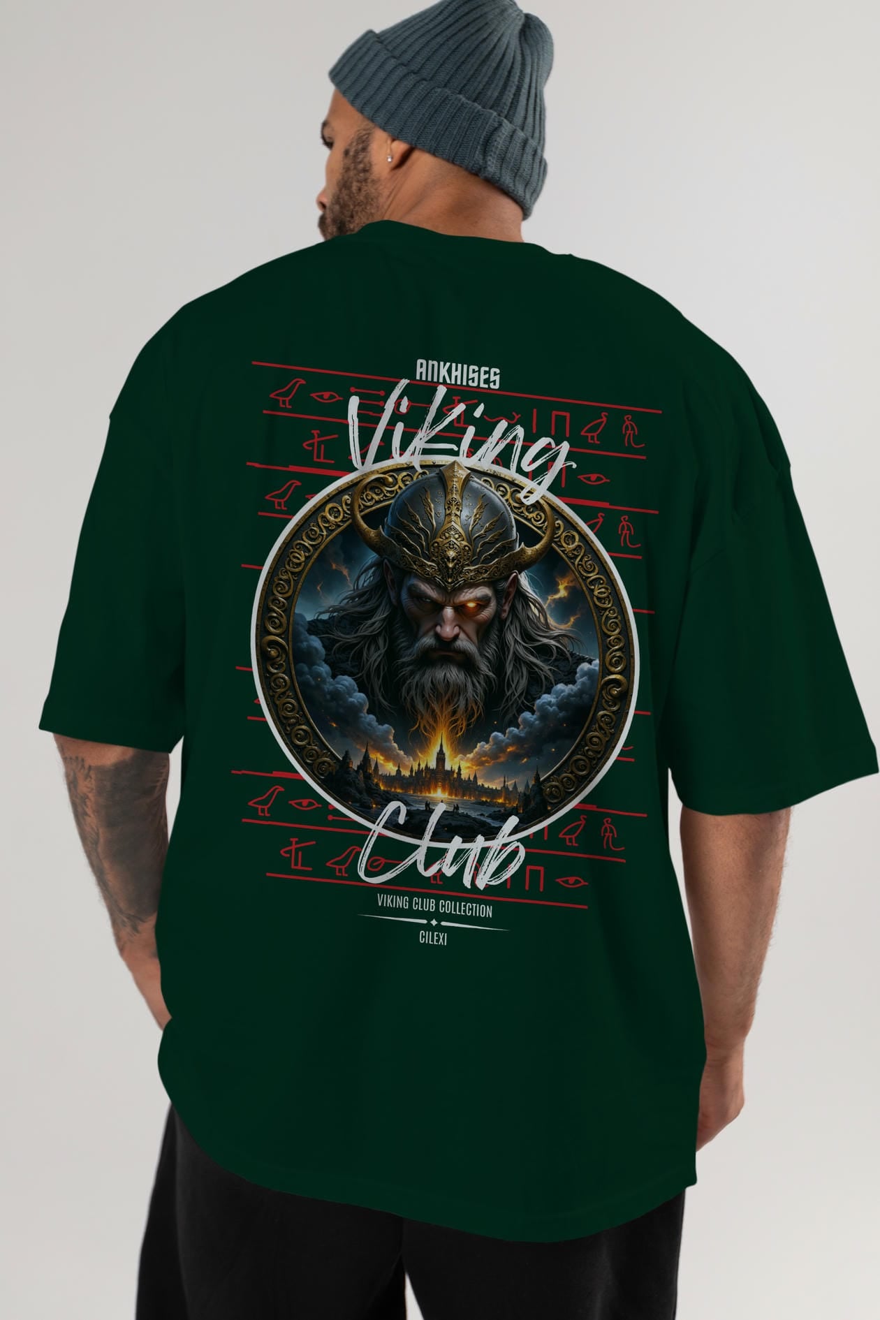 Odin 2 Arka Baskılı Oversize t-shirt Erkek Kadın %100 Pamuk Bisiklet Yaka tişort