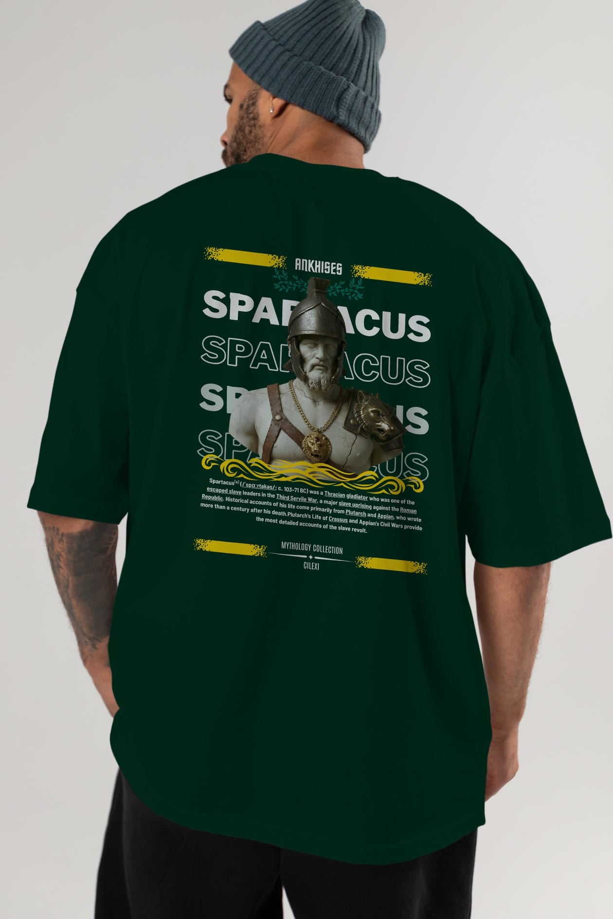 Spartacus 2 Arka Baskılı Oversize t-shirt Erkek Kadın %100 Pamuk Bisiklet Yaka tişort