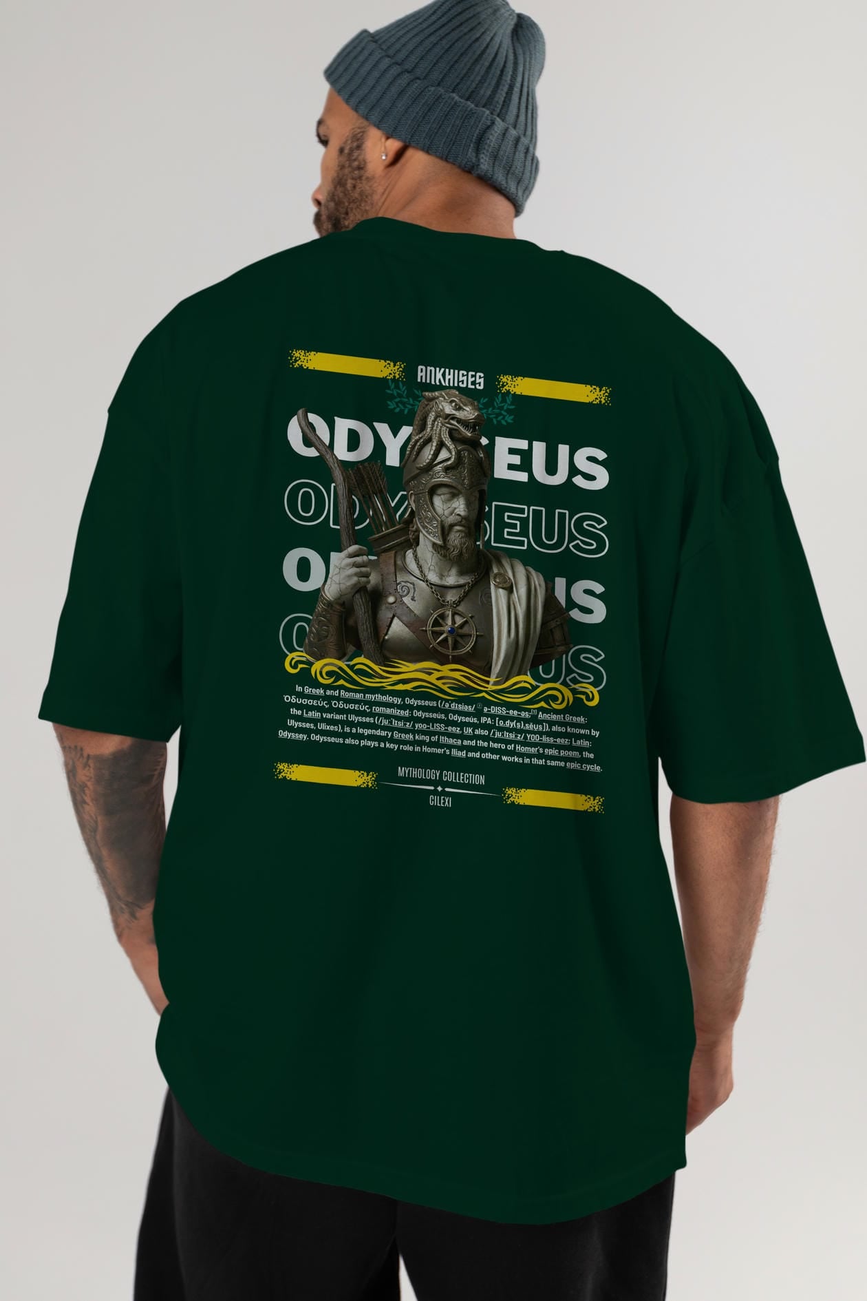 Odysseus 2 Arka Baskılı Oversize t-shirt Erkek Kadın %100 Pamuk Bisiklet Yaka tişort