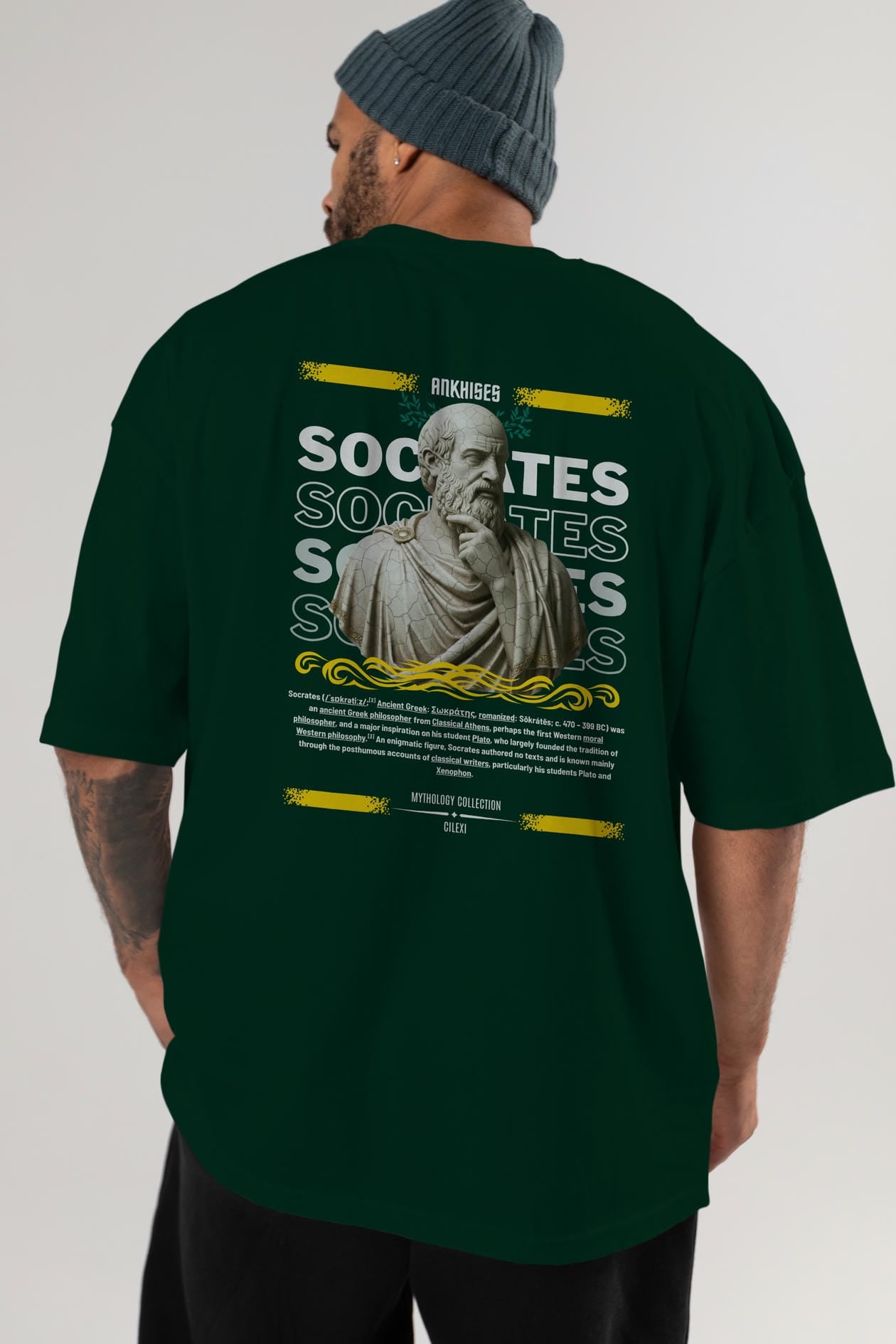 Socrates Arka Baskılı Oversize t-shirt Erkek Kadın %100 Pamuk Bisiklet Yaka tişort