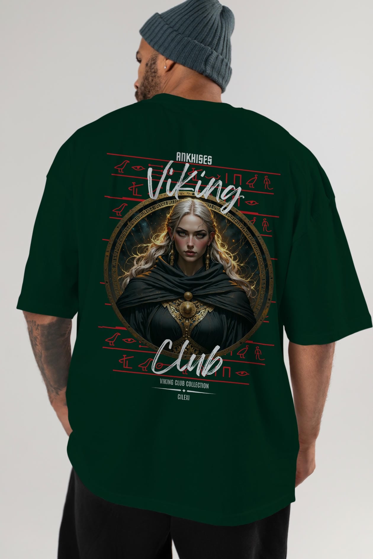 Viking Mitolojisi Serisi 4 Arka Baskılı Oversize t-shirt Erkek Kadın %100 Pamuk Bisiklet Yaka tişort