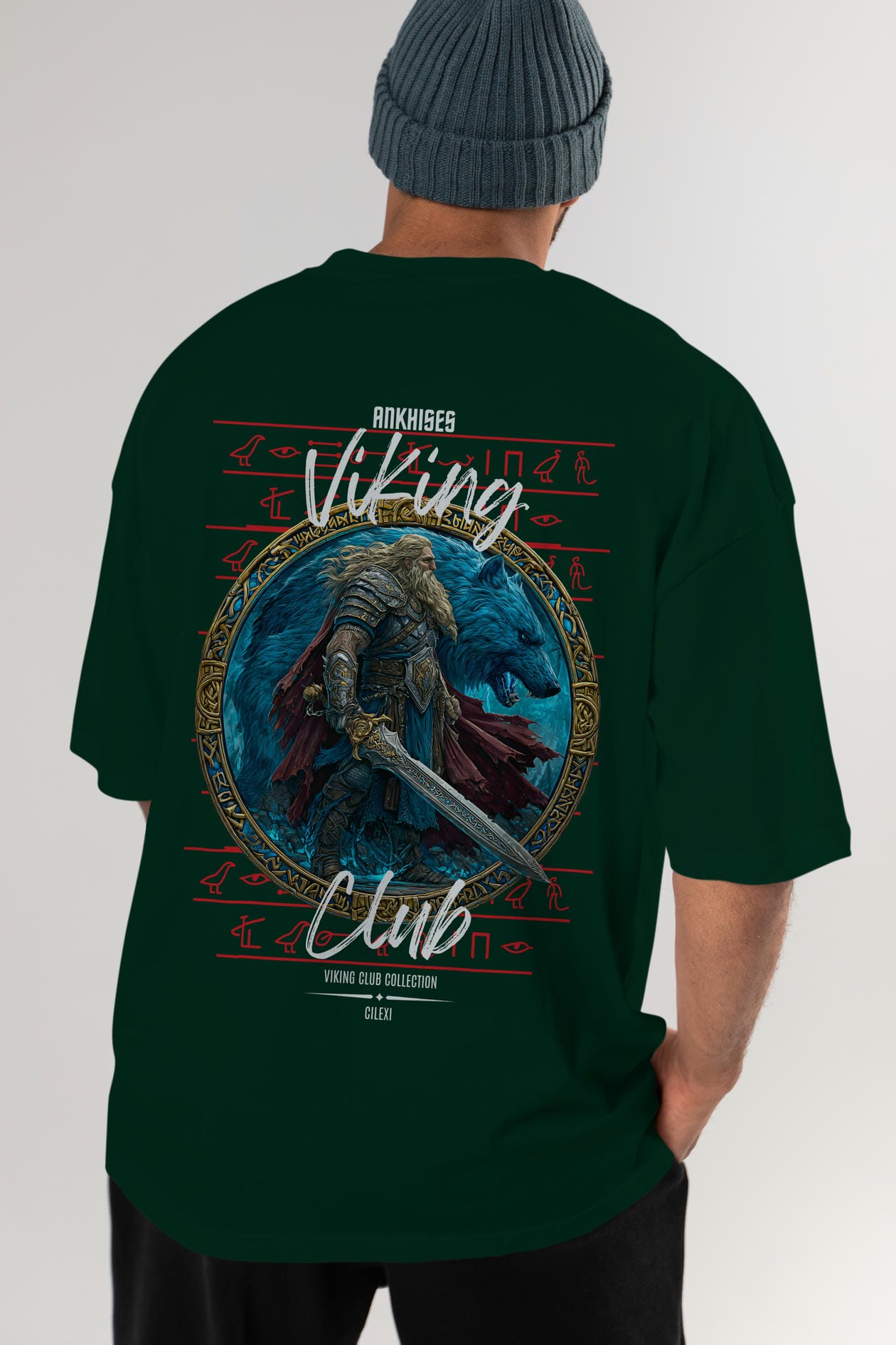 Tyr Arka Baskılı Oversize t-shirt Erkek Kadın %100 Pamuk Bisiklet Yaka tişort