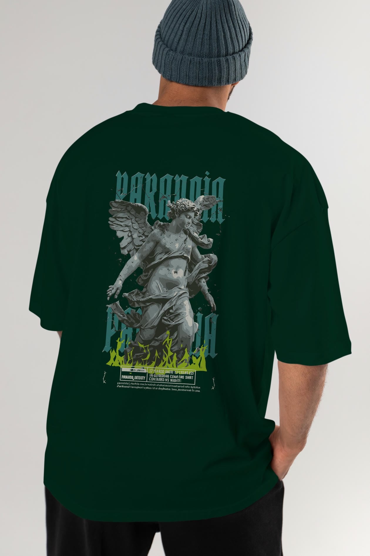 Paranoia Arka Baskılı Oversize t-shirt Erkek Kadın %100 Pamuk Bisiklet Yaka tişort