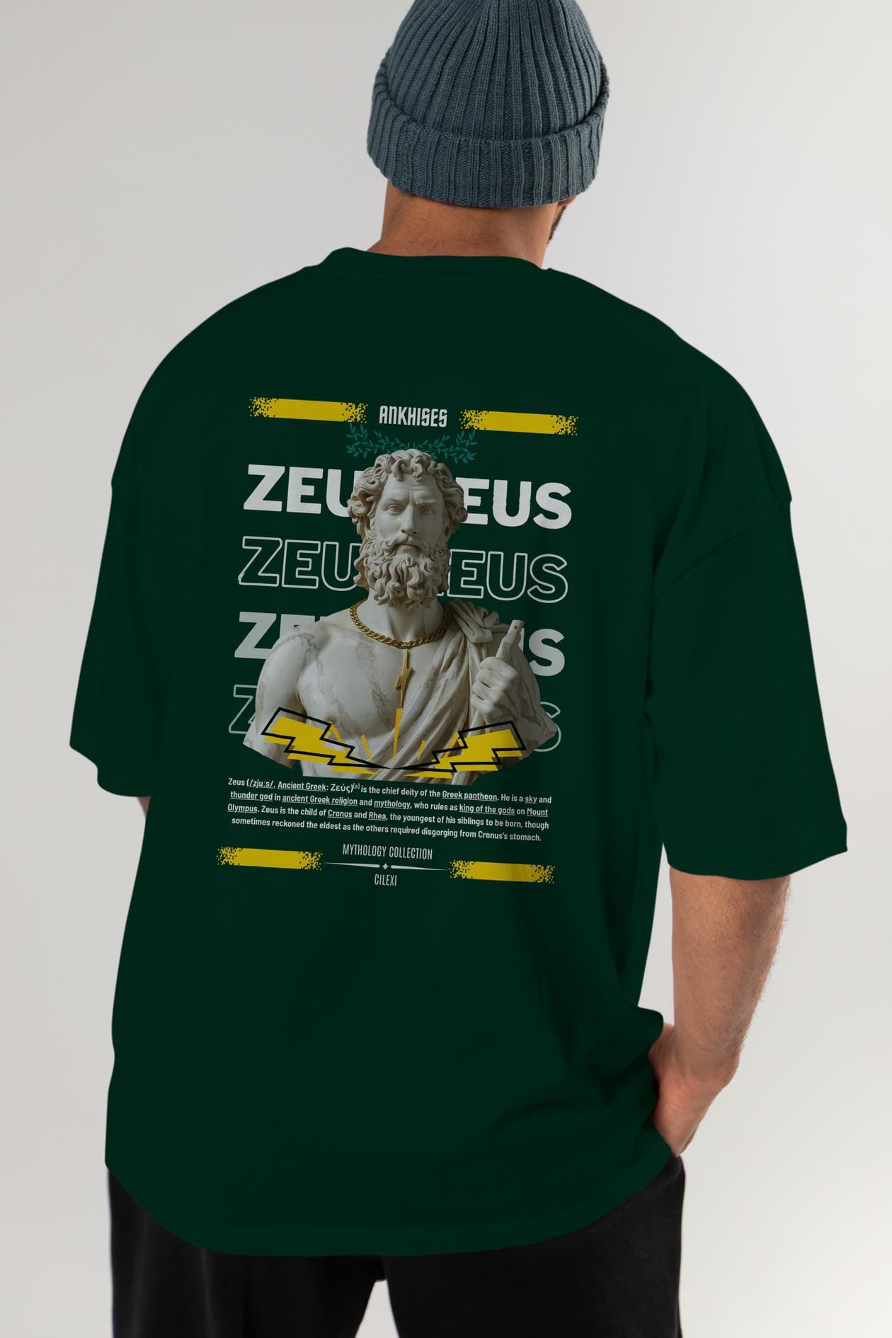 Zeus 4 Arka Baskılı Oversize t-shirt Erkek Kadın %100 Pamuk Bisiklet Yaka tişort