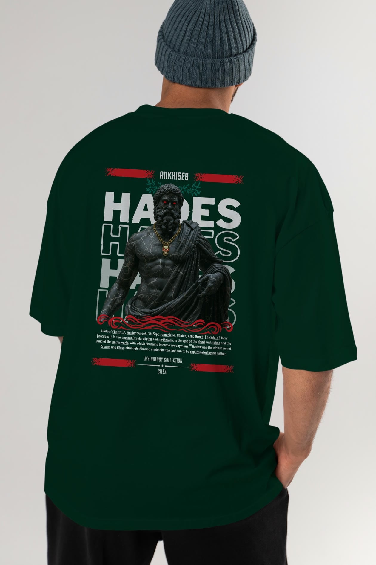 Hades 1 Arka Baskılı Oversize t-shirt Erkek Kadın %100 Pamuk Bisiklet Yaka tişort