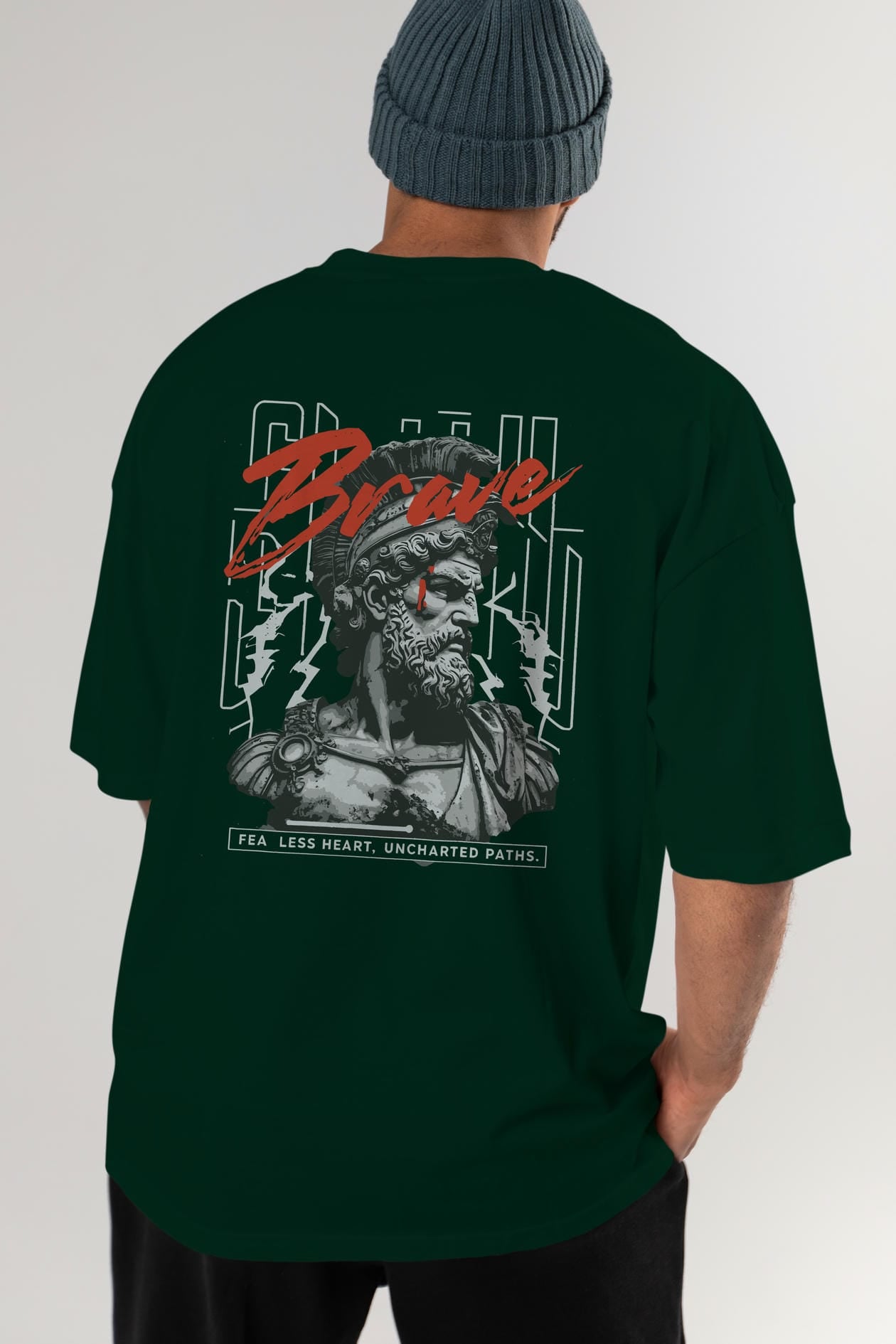 Brave Arka Baskılı Oversize t-shirt Erkek Kadın %100 Pamuk Bisiklet Yaka tişort