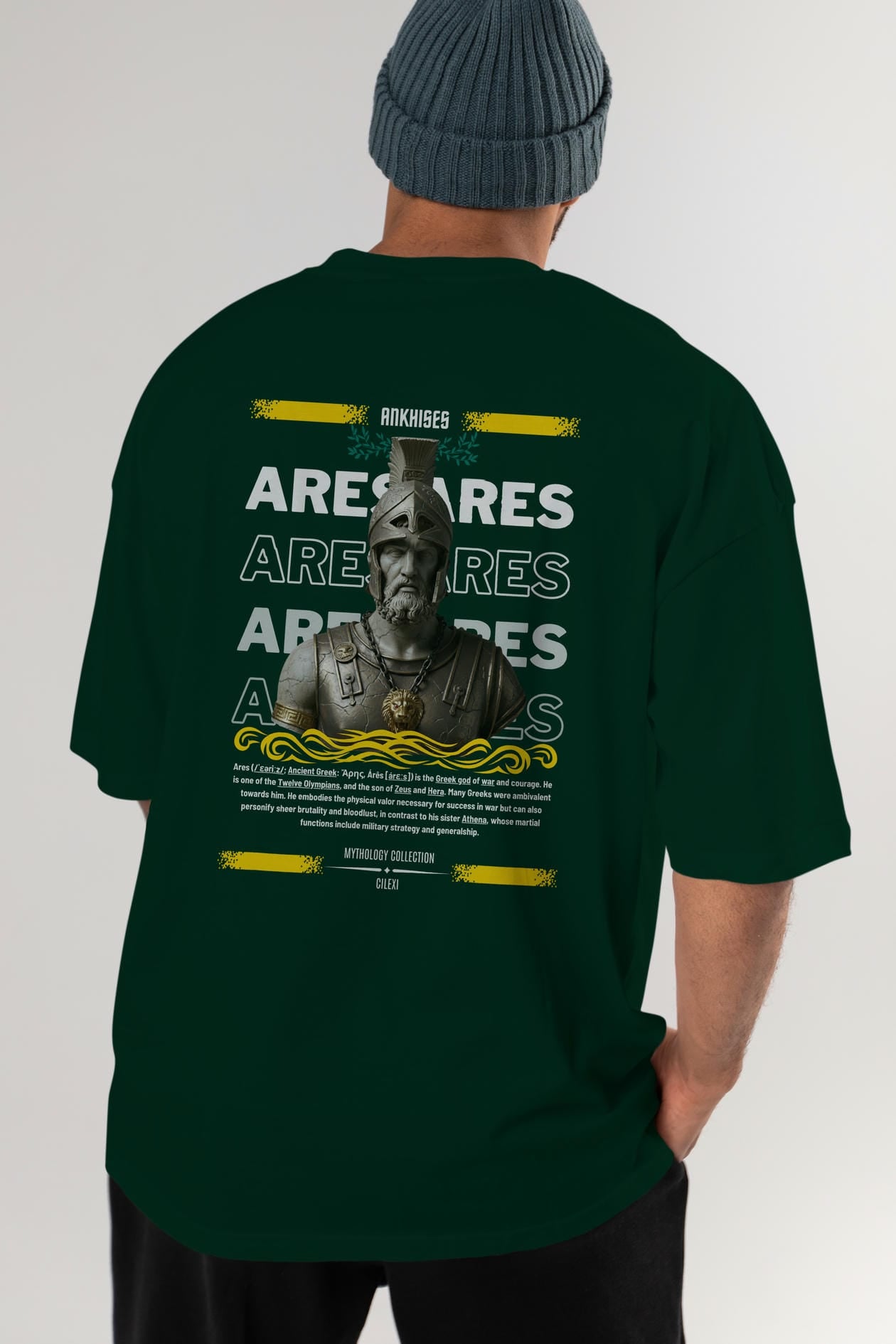 Ares 1 Arka Baskılı Oversize t-shirt Erkek Kadın %100 Pamuk Bisiklet Yaka tişort
