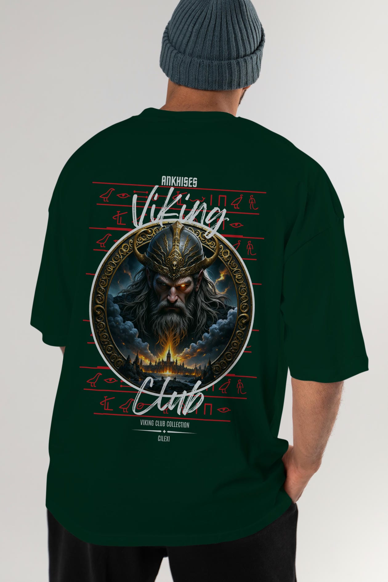 Odin 2 Arka Baskılı Oversize t-shirt Erkek Kadın %100 Pamuk Bisiklet Yaka tişort