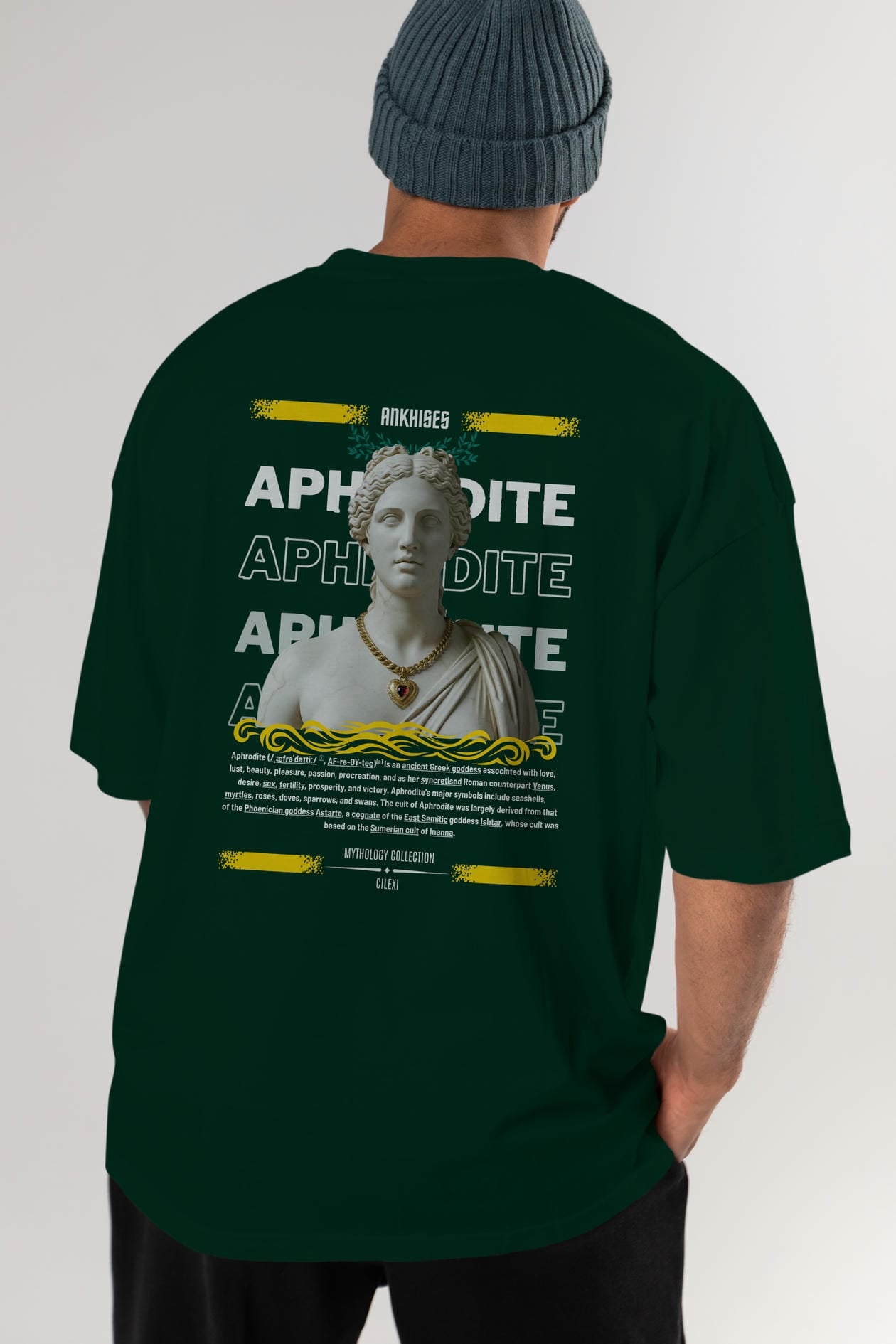 Aphrodite 1 Arka Baskılı Oversize t-shirt Erkek Kadın %100 Pamuk Bisiklet Yaka tişort