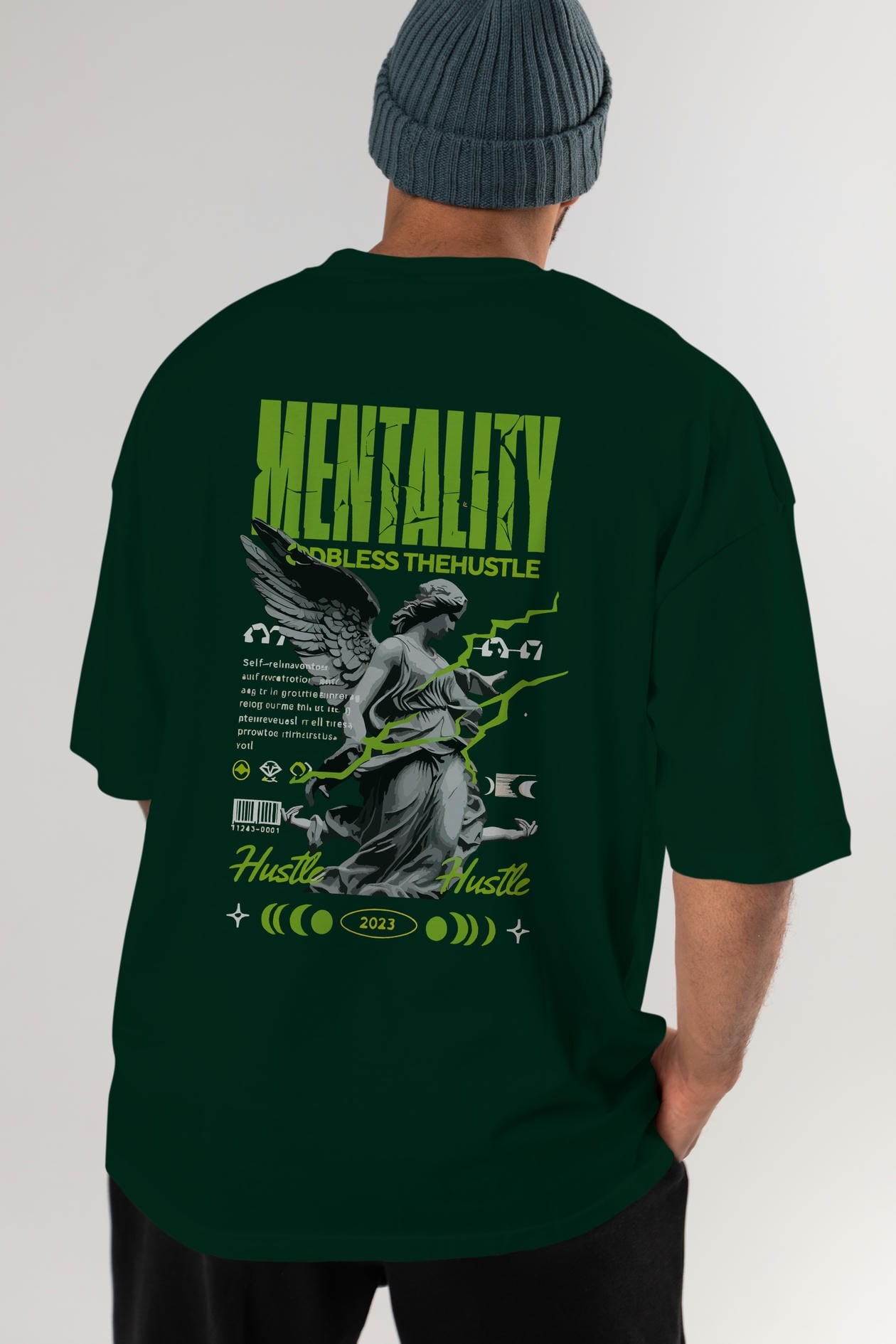 Mentality Arka Baskılı Oversize t-shirt Erkek Kadın %100 Pamuk Bisiklet Yaka tişort