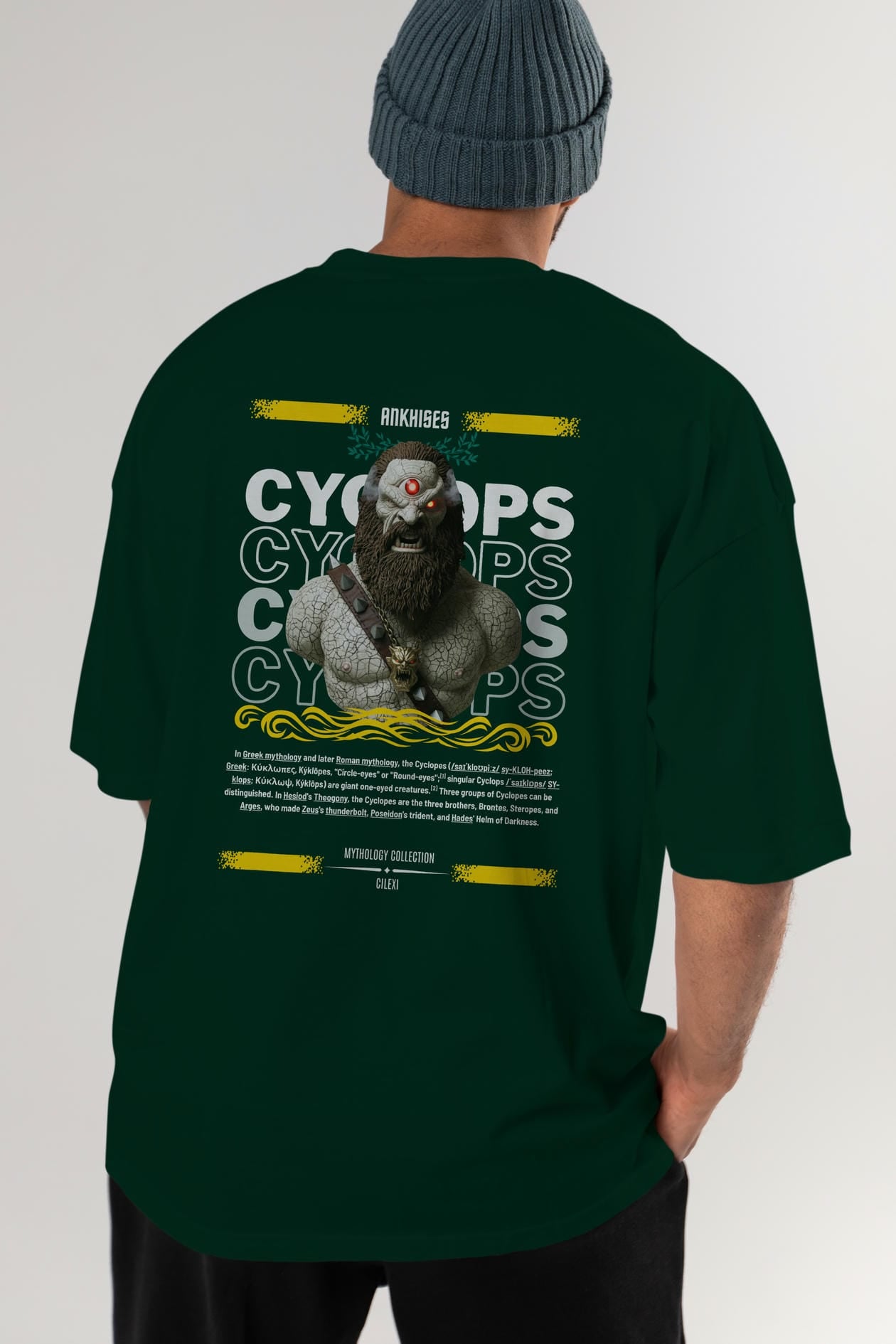 Cyclopes 1 Arka Baskılı Oversize t-shirt Erkek Kadın %100 Pamuk Bisiklet Yaka tişort