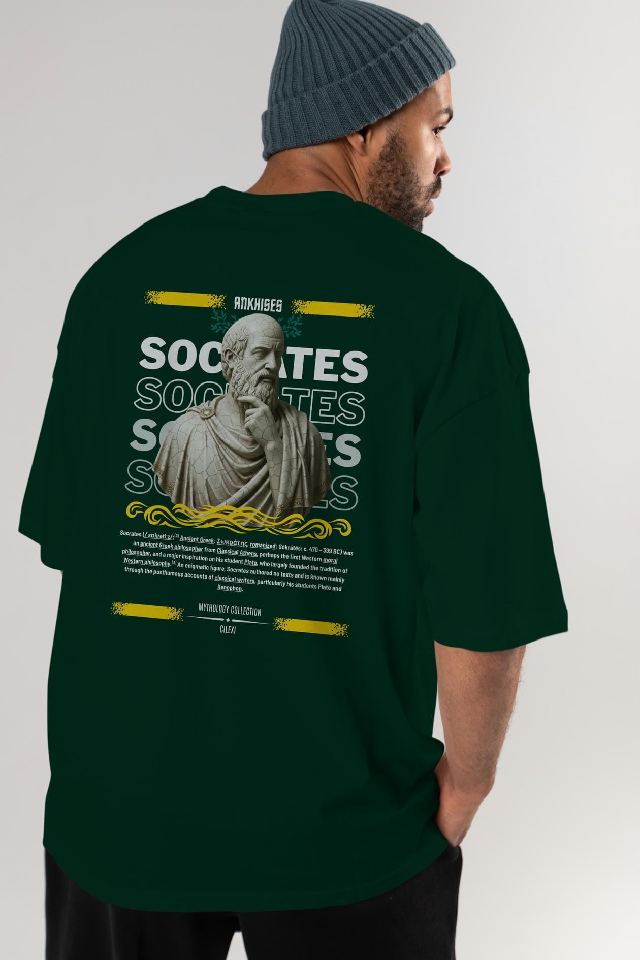 Socrates Arka Baskılı Oversize t-shirt Erkek Kadın %100 Pamuk Bisiklet Yaka tişort