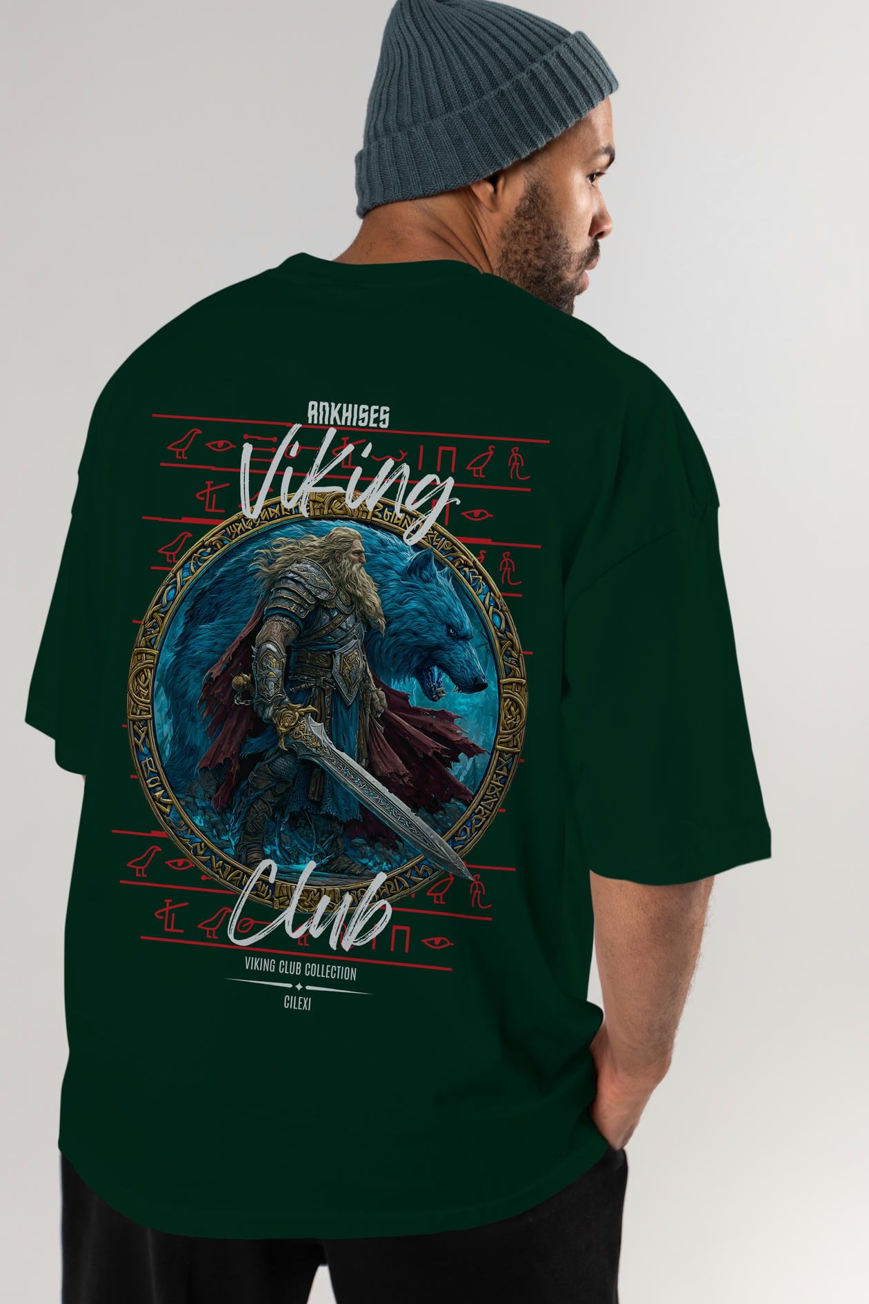 Tyr Arka Baskılı Oversize t-shirt Erkek Kadın %100 Pamuk Bisiklet Yaka tişort