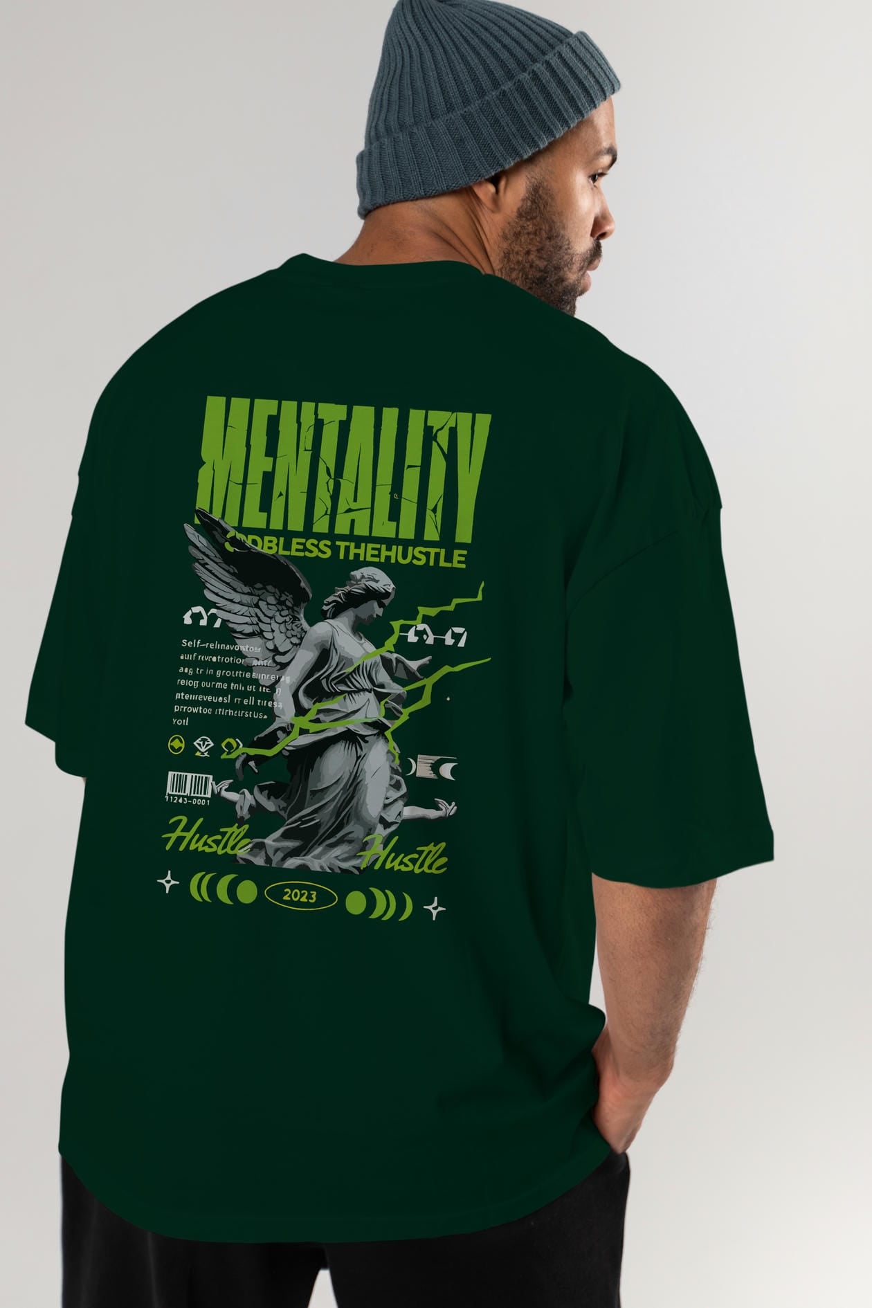 Mentality Arka Baskılı Oversize t-shirt Erkek Kadın %100 Pamuk Bisiklet Yaka tişort