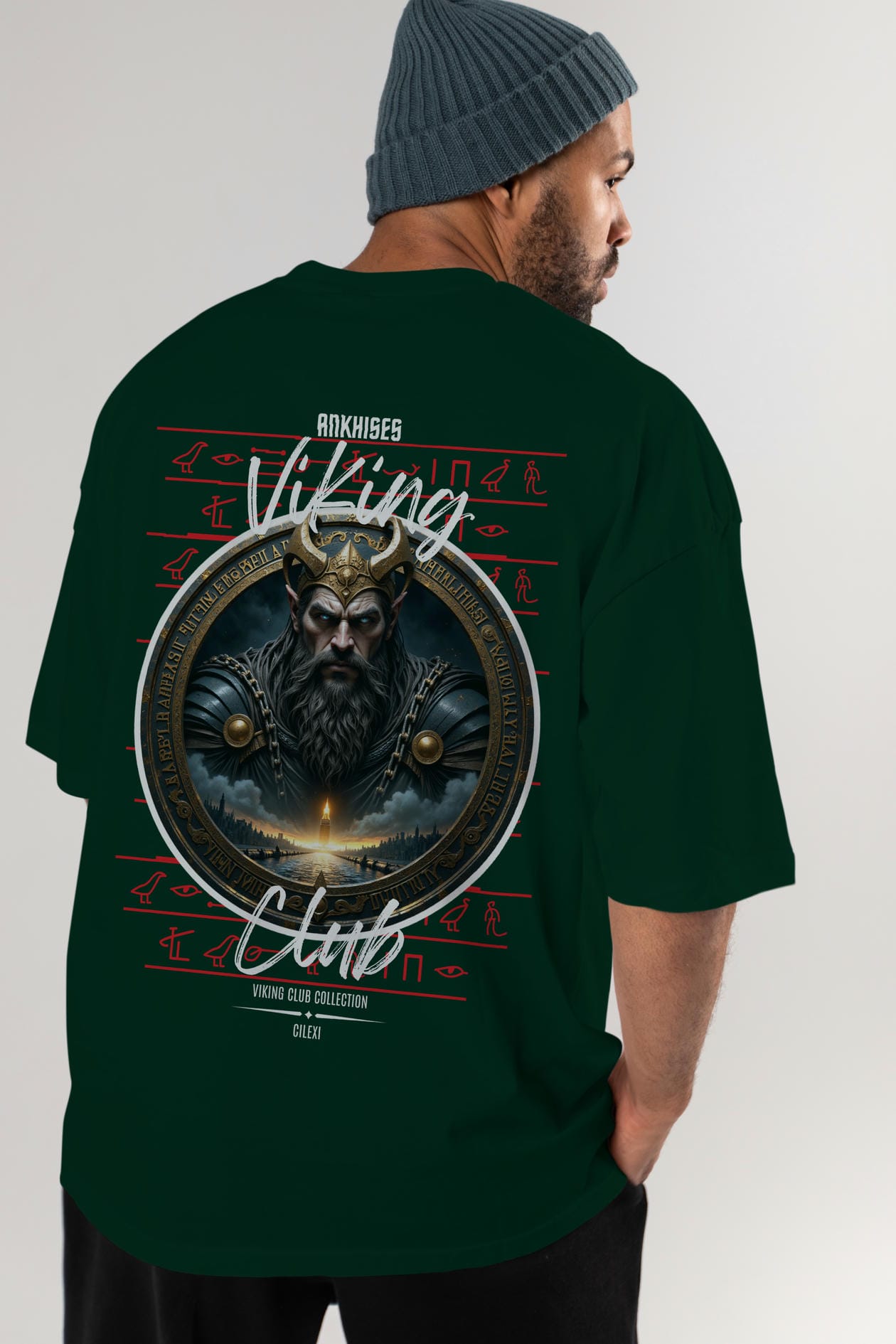 Viking Mitolojisi Serisi 7 Arka Baskılı Oversize t-shirt Erkek Kadın %100 Pamuk Bisiklet Yaka tişort