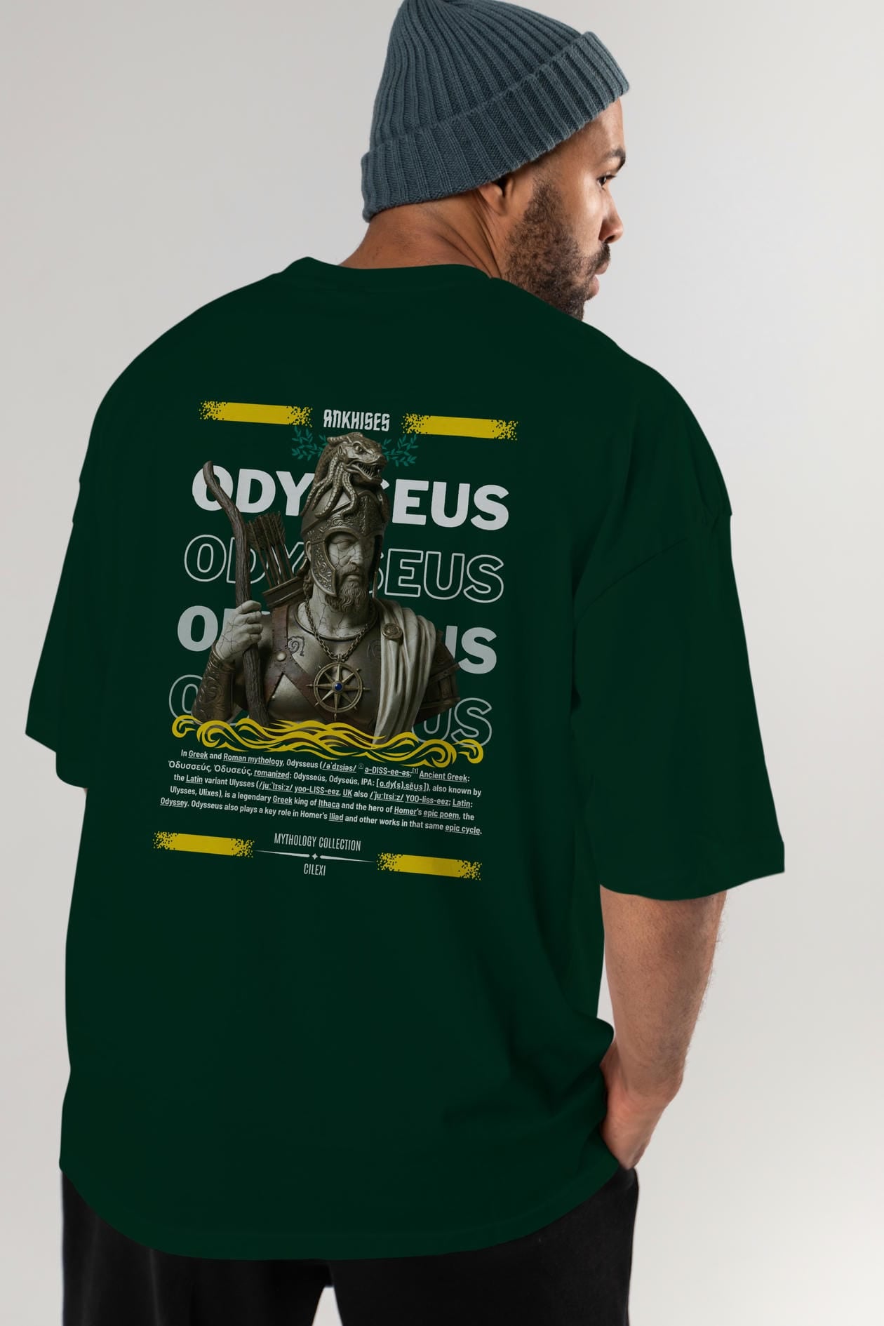 Odysseus 2 Arka Baskılı Oversize t-shirt Erkek Kadın %100 Pamuk Bisiklet Yaka tişort
