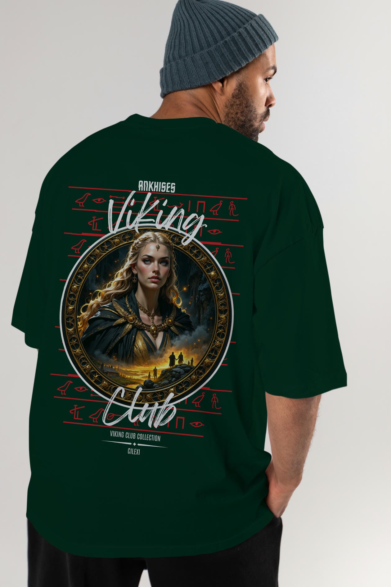 Viking Mitolojisi Serisi 1 Arka Baskılı Oversize t-shirt Erkek Kadın %100 Pamuk Bisiklet Yaka tişort