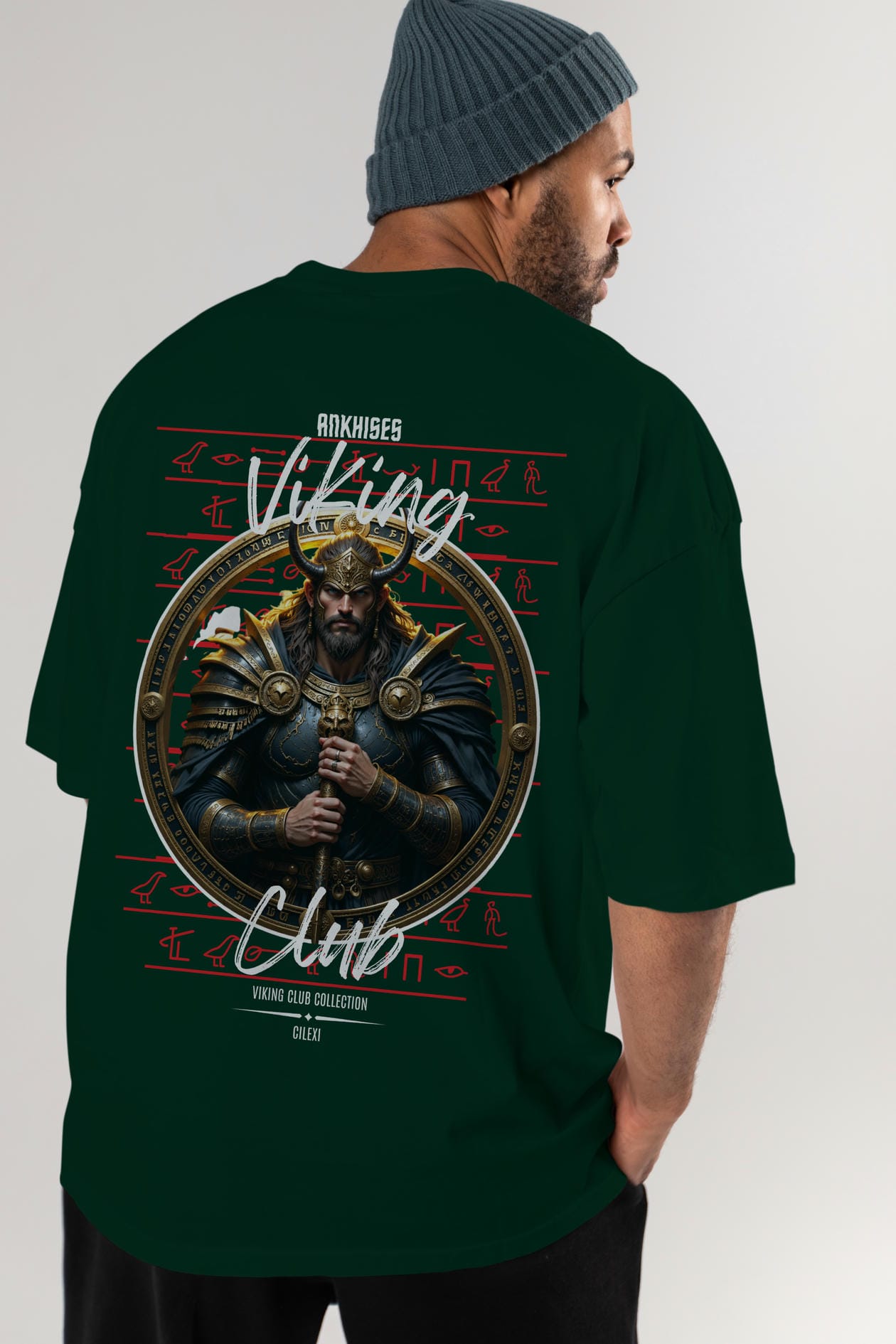 Viking Mitolojisi Serisi 8 Arka Baskılı Oversize t-shirt Erkek Kadın %100 Pamuk Bisiklet Yaka tişort