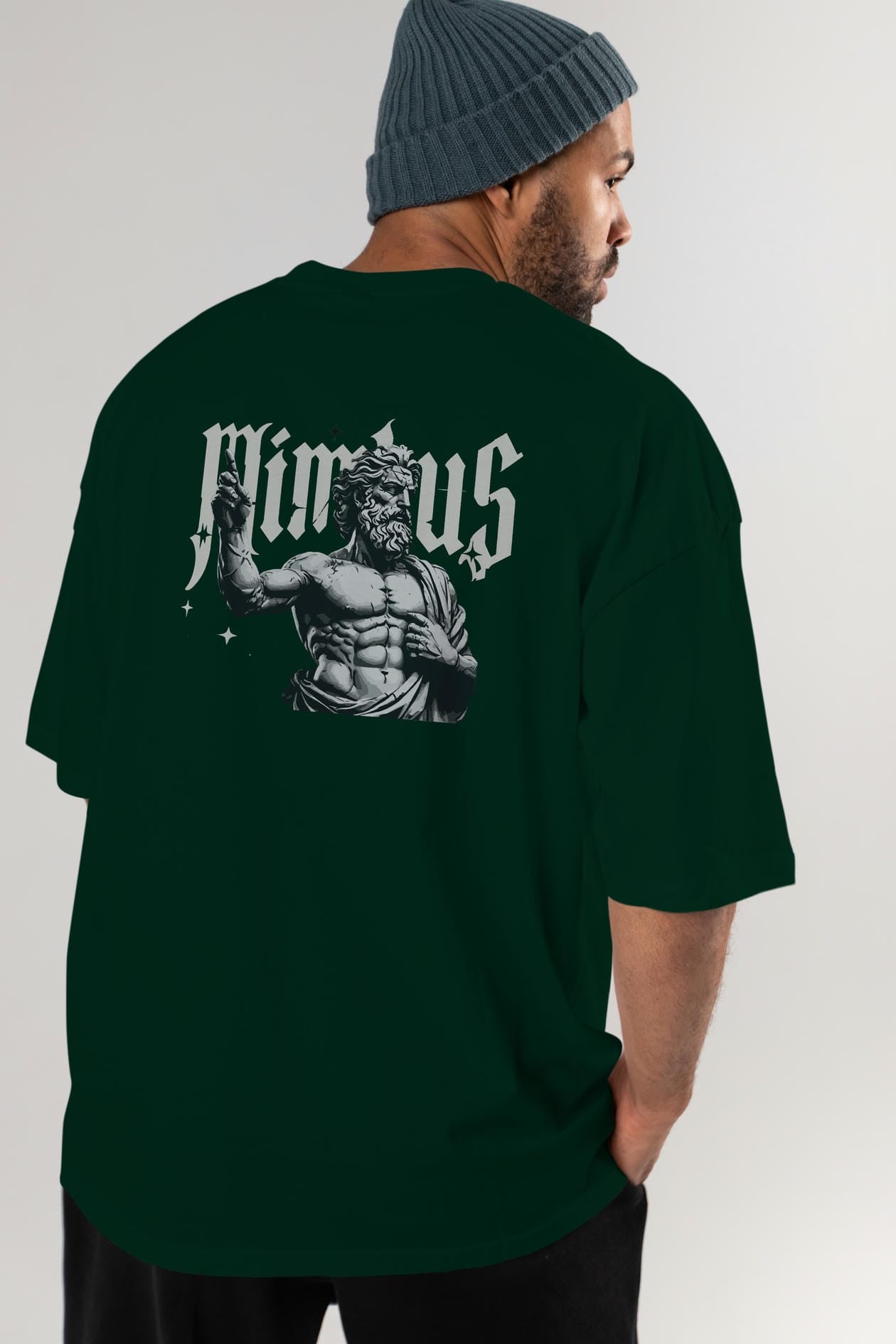Mimbus Zeus Arka Baskılı Oversize t-shirt Erkek Kadın %100 Pamuk Bisiklet Yaka tişort