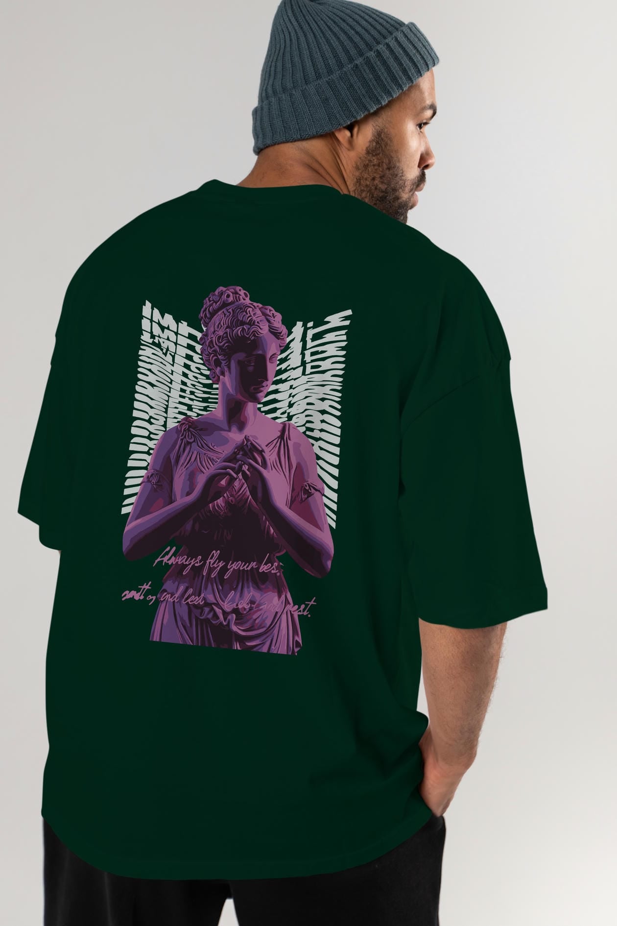 Always Fly Arka Baskılı Oversize t-shirt Erkek Kadın %100 Pamuk Bisiklet Yaka tişort