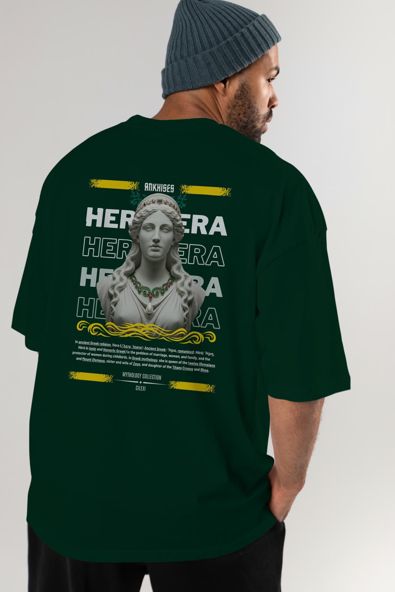 Hera 1 Arka Baskılı Oversize t-shirt Erkek Kadın %100 Pamuk Bisiklet Yaka tişort