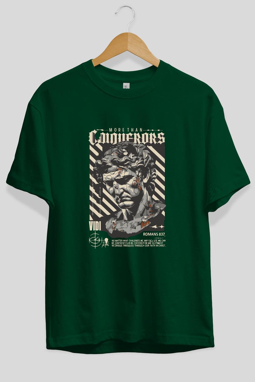 Roman Conqueror ön Baskılı Oversize t-shirt Erkek Kadın %100 Pamuk Bisiklet Yaka tişort